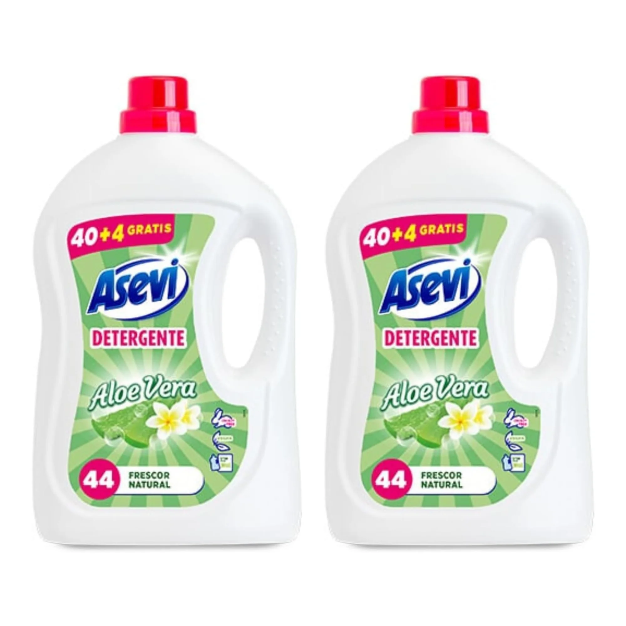 Asevi Pack 2 botellas Detergente Líquido Aloe Vera - Fórmula Concentrada para Ropa Blanca y Color - 220 Lavados - Frescura Natural y Suavidad en Cada Colada 🌿