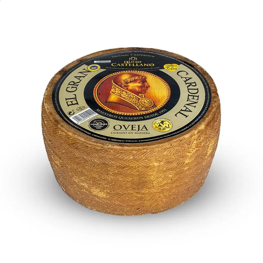 Queso Mezcla Viejo Oveja Curado El Gran Cardenal - Queso Entero o Medio - 4 a 6 Meses de Curación - 2.6 kg o 1.3 kg - Delicioso queso mezcla de viejo oveja curado de El Gran Cardenal - Disponible en tamaños de 3 kg o 1.5 kg
