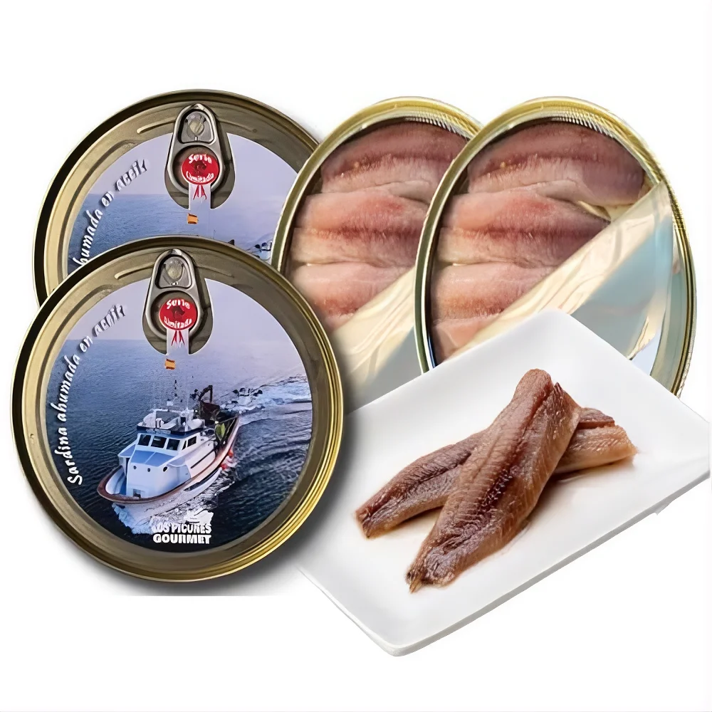 Los Picones Gourmet® Pack 2 Sardinas Ahumadas en Aceite de Oliva (115 gramos) (230 gramos Total).
