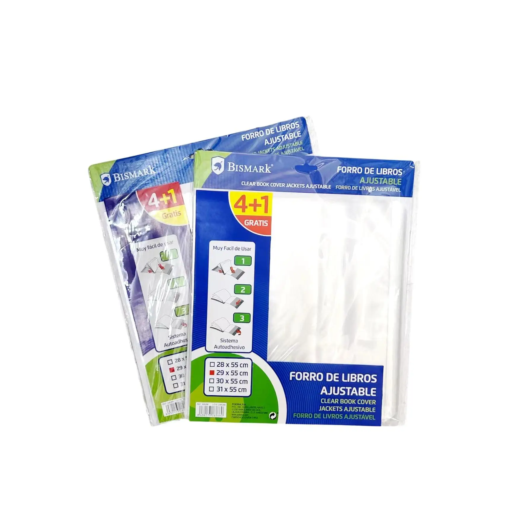 Bismark.2 paquetes de 5 Unidades, Forro Libros Transparente, Autoadhesivo, con Solapa Ajustable a Diferentes Anchuras, Forro de Libros Fácil de Colocar, Protector de Libros y Cuadernos, Medidas