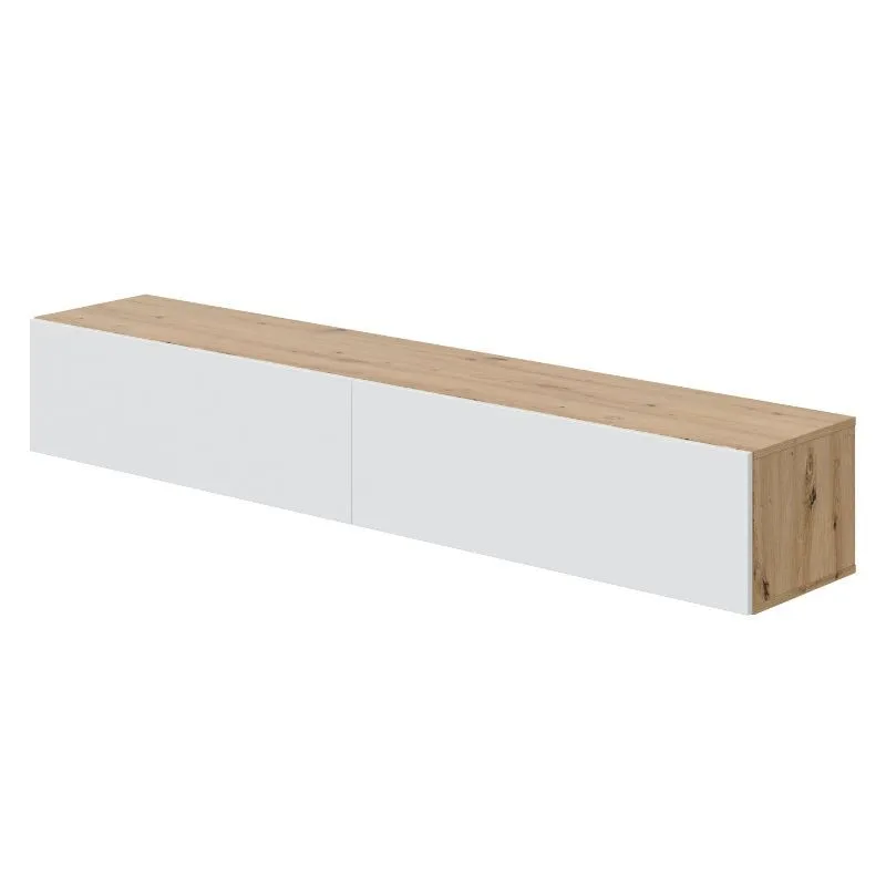 MOBELCENTER - Mueble TV Flotante Moderno de 180 cm con Acabado Roble Nodi y Blanco Artik, Diseño Elegante y Práctico para Sala de Estar(1511)