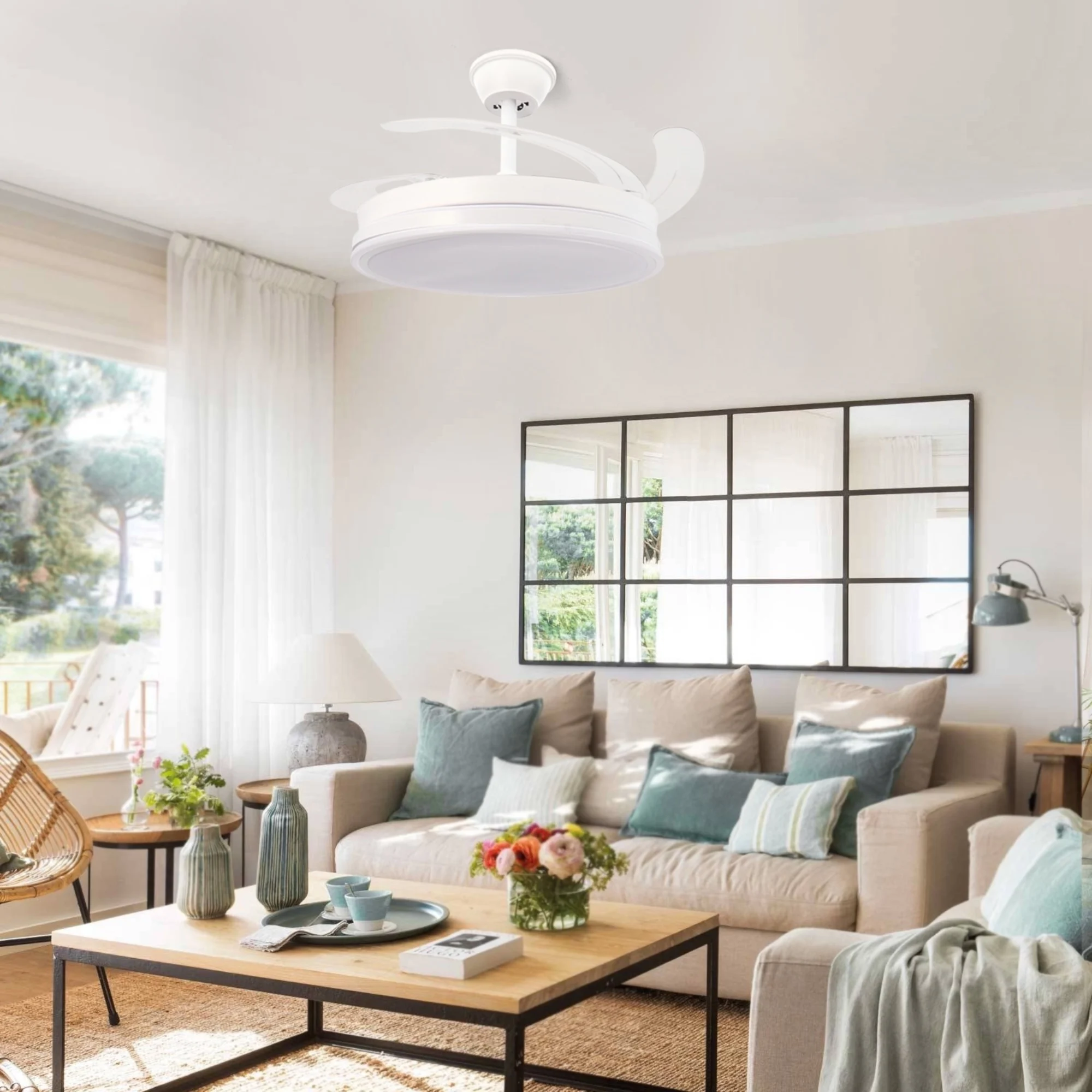 Ventilador de techo con luz LED 36W en 3 Temperaturas de Luz con Mando a Distancia -Motor DC Eficiente y Silencioso, 3 tonalidades, aspas