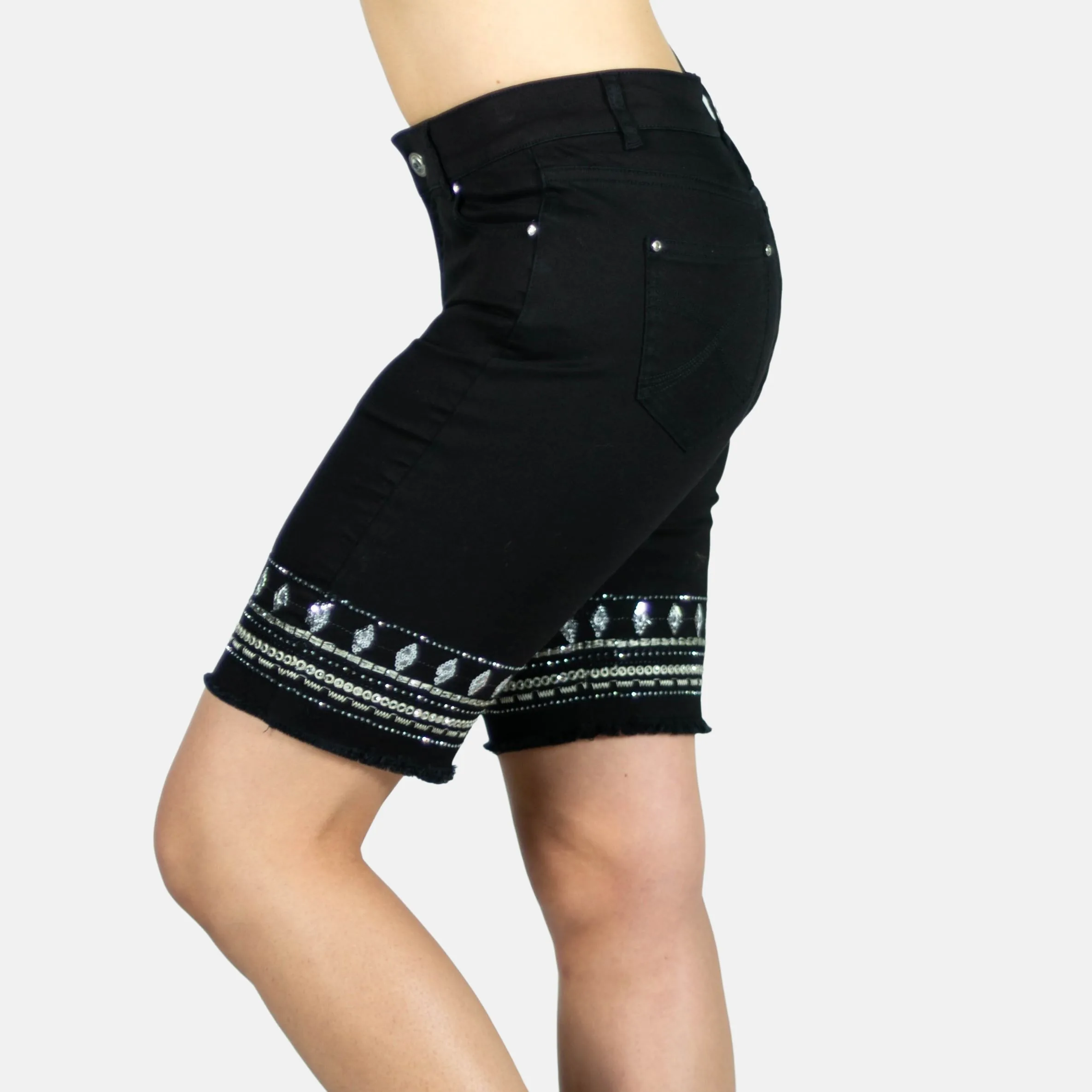 Koroshi Short Mujer Algodón Elástico Bordados y Lentejuelas – Koroshi 2012PS35