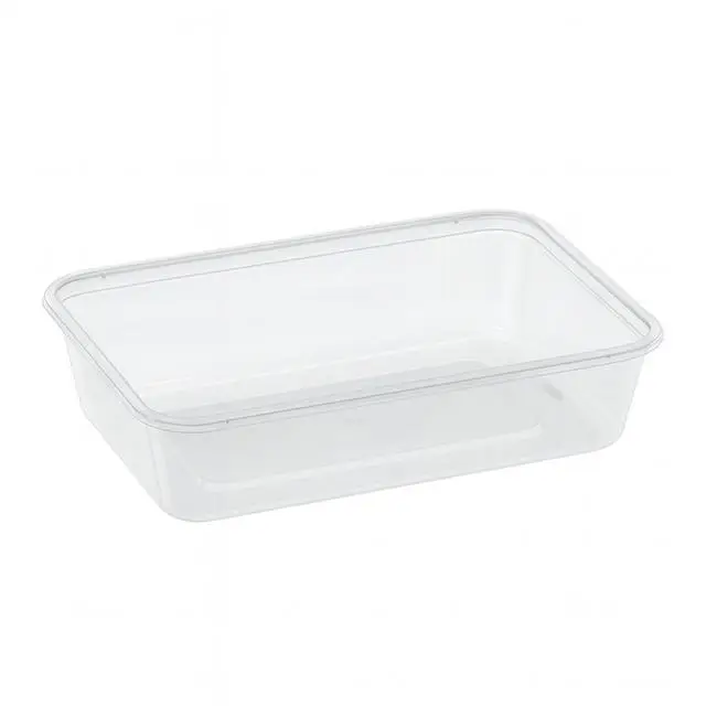MONOUSO | Envase Rectangular Plástico PP Transparente 500ml 17,6x12,4x4cm (50 Uds)