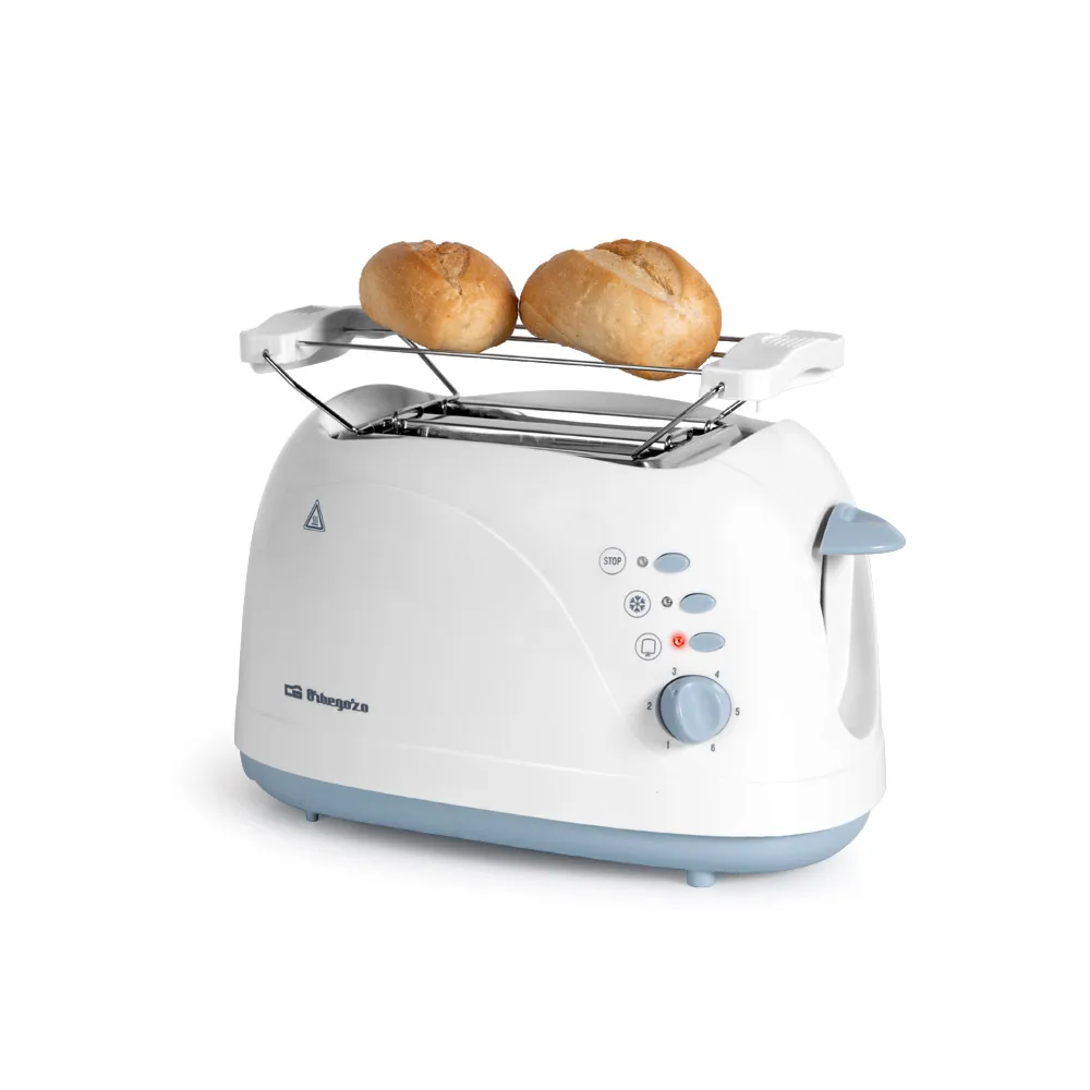 Orbegozo tostador 2 rebanadas TO 3010, función descongelado, calentamiento y parada rápida, calienta panecillos, bandeja recogemigas, 750 W