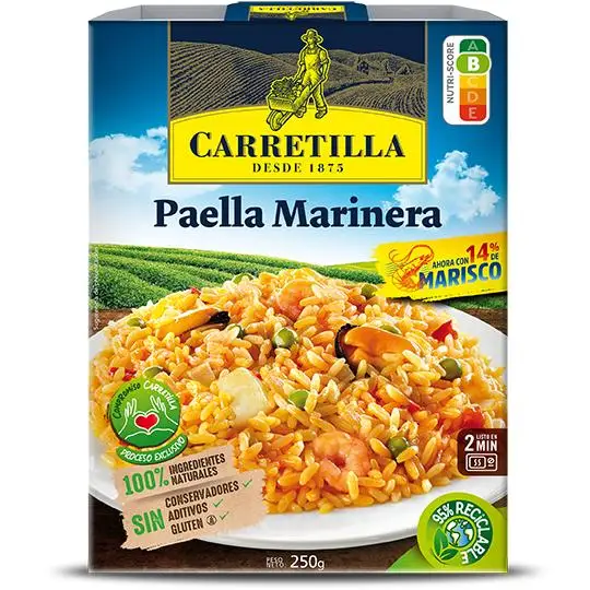 Carretilla Paella Marinera 10 Unidades 250GR 14% Marisco 100% Natural Sin Conservadores Sin Aditivos Sin Gluten