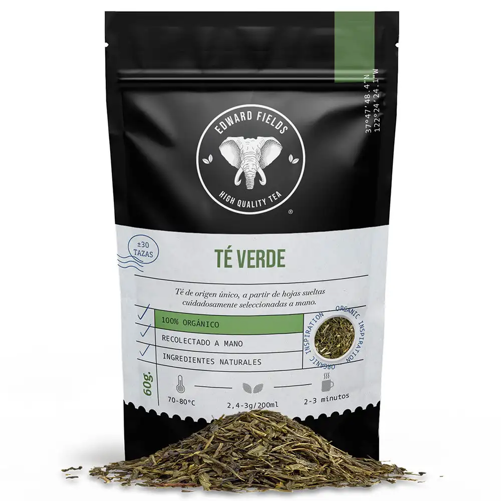 Té verde orgánico a granel de origen único China. Té bio recolectado a mano con ingredientes naturales y ecológicos.