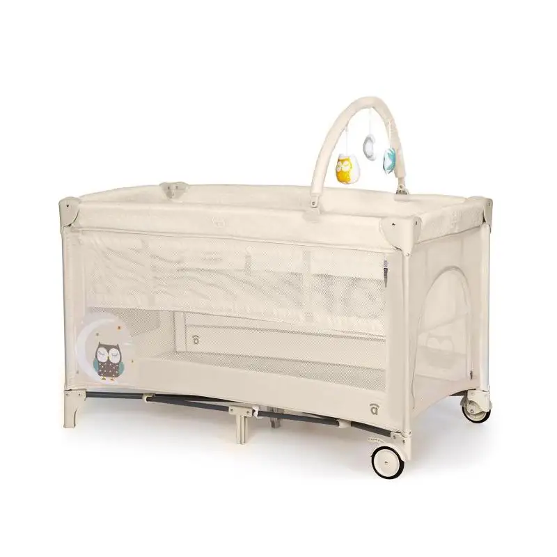 Asalvo complete duo travel crib – baby crib with padded base, double height, play bow, wheels with brake and carry bag