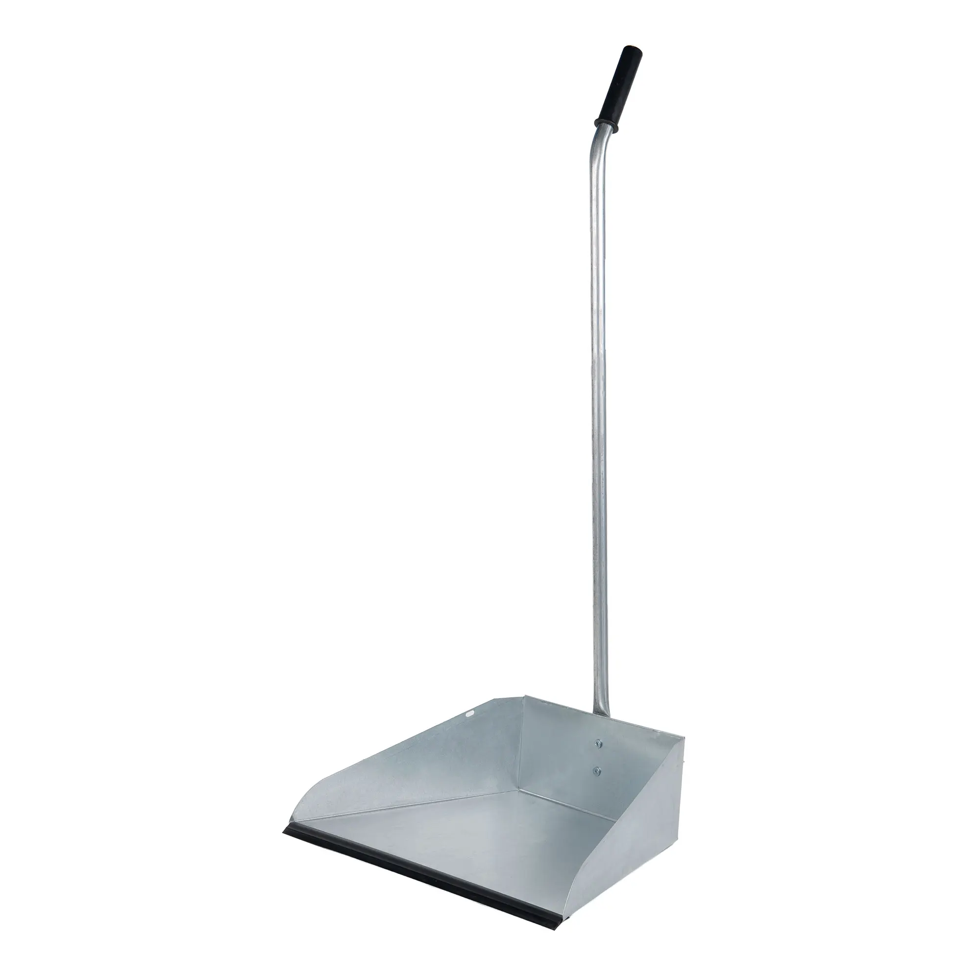 Cofan Recogedor metálico industrial | Con mango curvo y borde de goma | Material: chapa galvanizada | Duradero y resistente