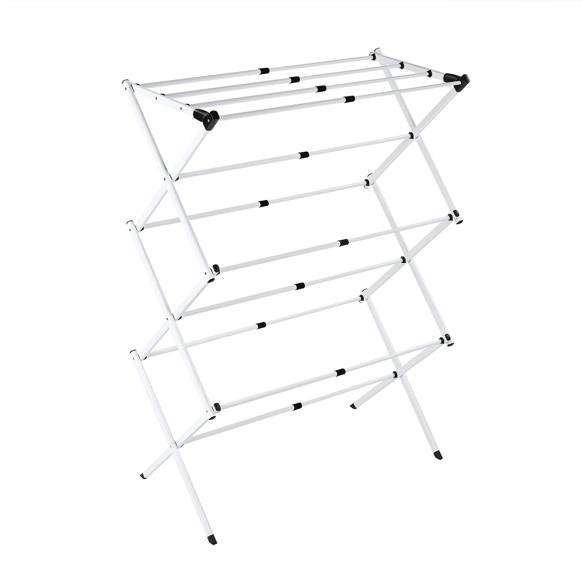 T-lovendo folding and extendable clothesline 43-75 cm long, 3 levels, light, robust and stable, vertical, metallic, white.