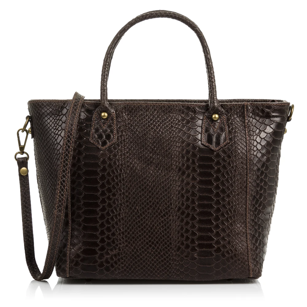 Firenze Artegiani. Imperia tote bag woman genuine leather snake engraved suede. Made in Italy. Vera Pelle Italian.