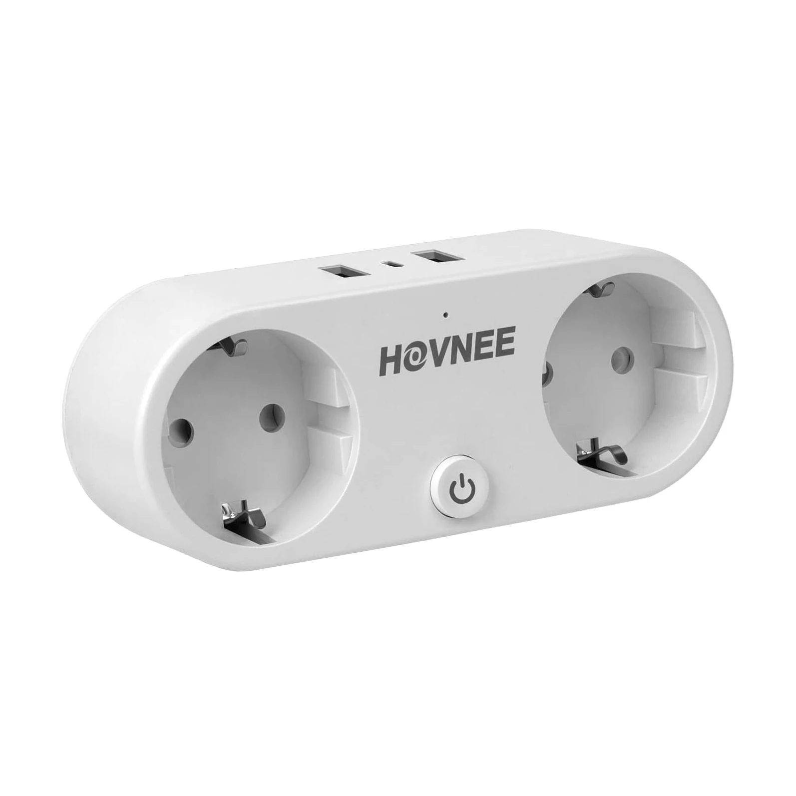 Plug adapter, with usb and usb c, socket thief with usb type c, 5 in 1 multiple usb plug with 3 usb (1 usb-c + 2 usb-a) and 2 schuko sockets, multiple wall plug with switch, suitable for home, office and travel, white