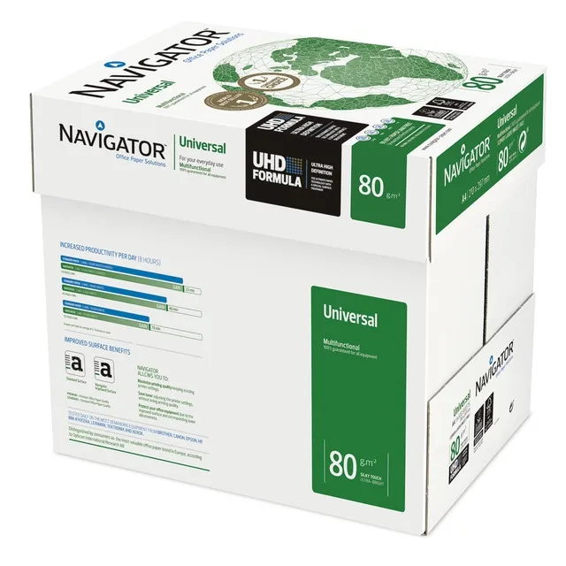 Paper A4 NAVIGATOR 80 GR. Box of 5 packs 500 sheets