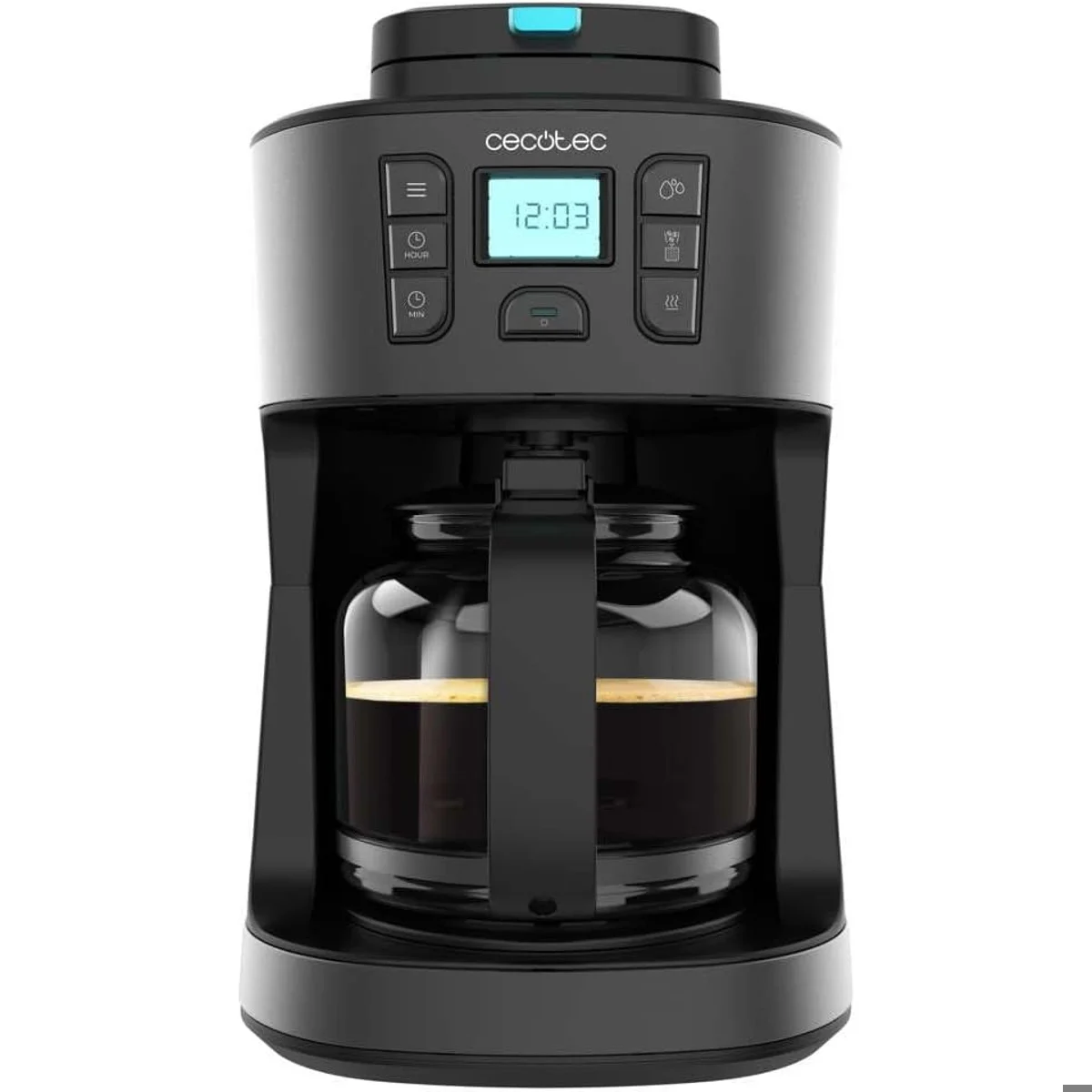 Cafetera de Goteo Digital Cecotec Coffee 66 Grind & Drop, 1086 W, 1.8 Litros, Molinillo de Cuchillas, Hasta 12 Tazas, Tecnología Extreme Aroma, Acabado Acero Inoxidable, Apagado Automático