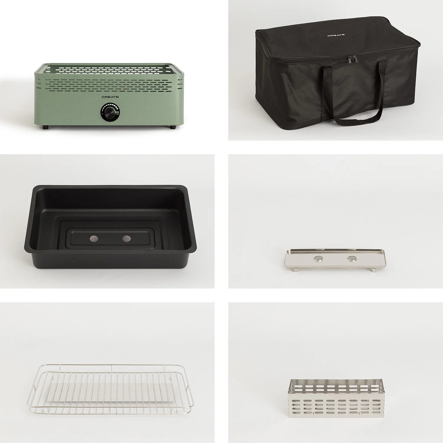 Create - portable smokeless barbecue - with carrying bag - fan power controller - bbq compact