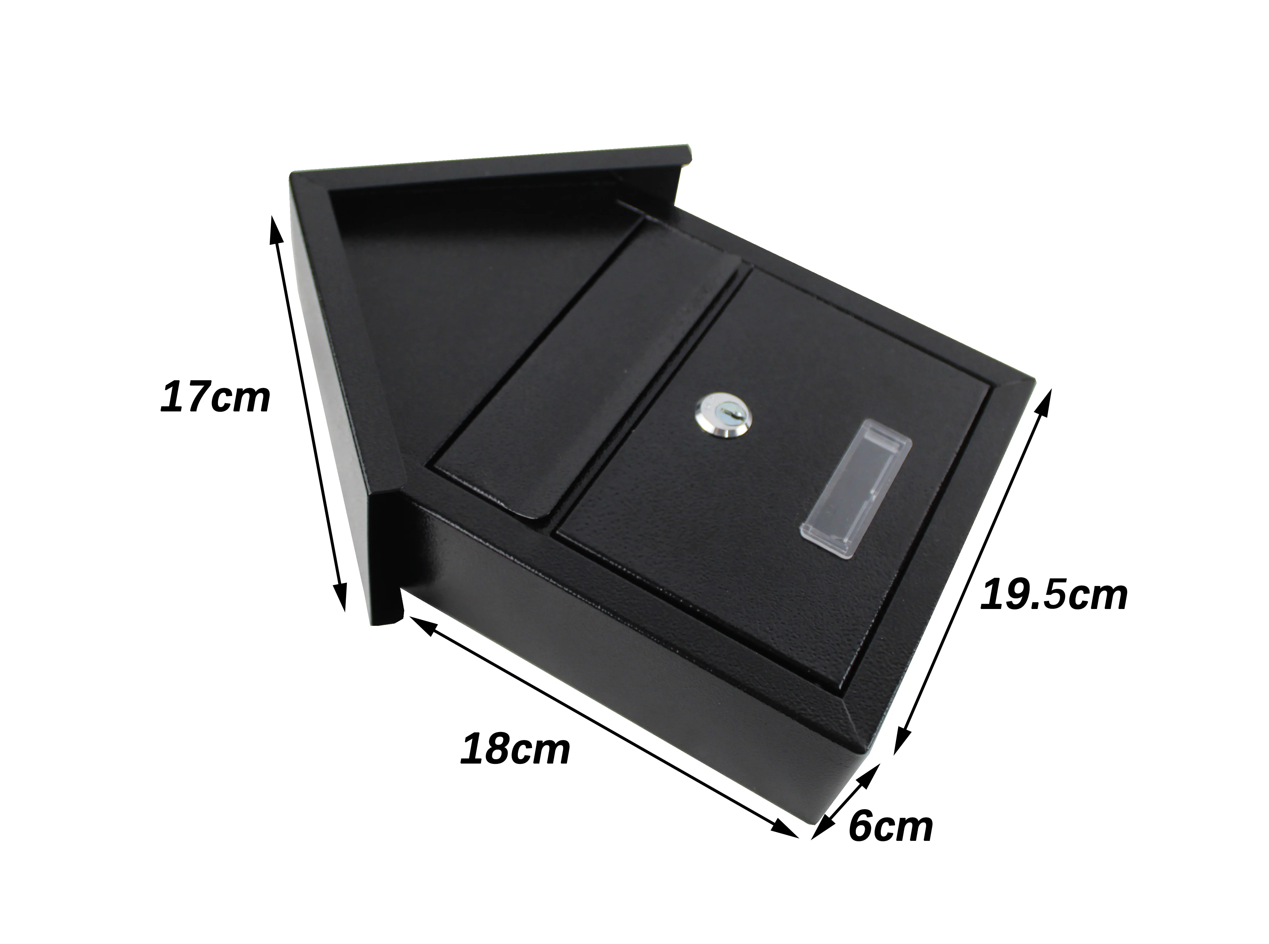 Metal outdoor mailbox with lock and keys black color 28x19x6cm.
