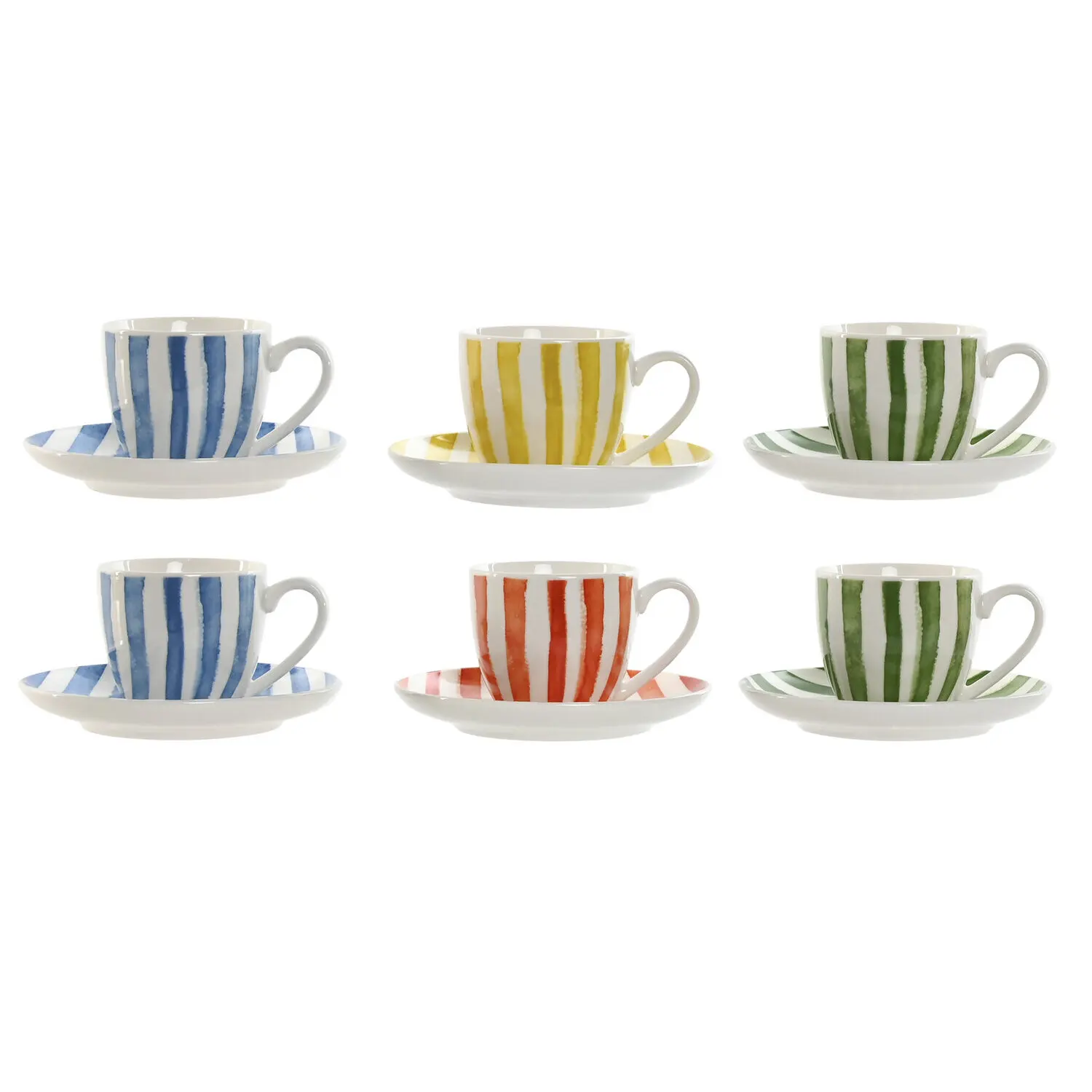 Cafe set 6 porcelana 8,5x6,2x5,5 90ml, rayas El mejor complemento para tu hogar.