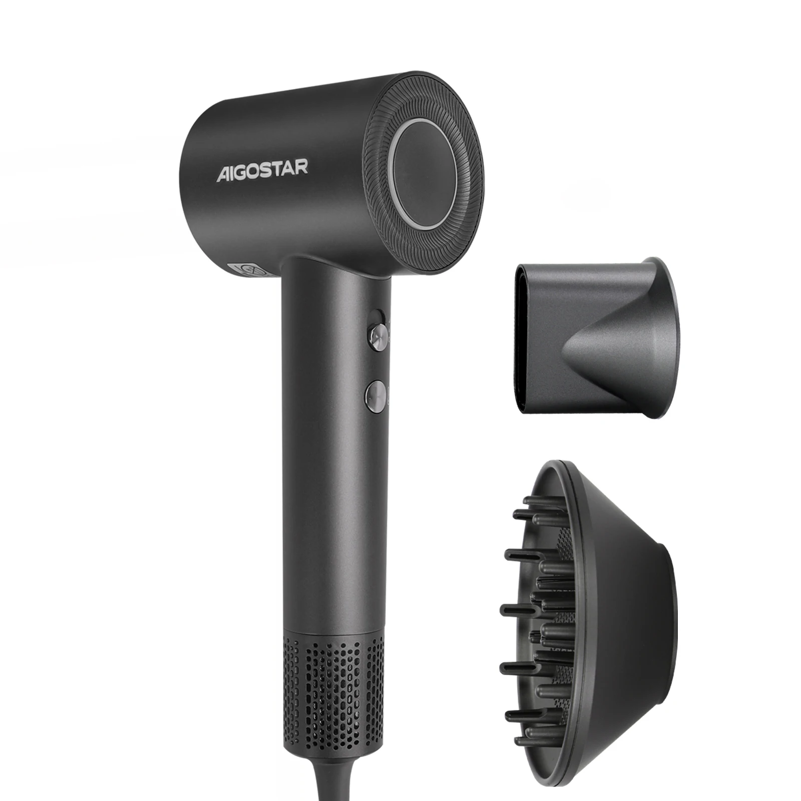 AIGOSTAR Secador Pelo Ionico 1600W, Secado Rápido 110000 RPM Secador de Alta Velocidad, 200 Millones de Iones Negativos, 2 Velocidades, 4 Temperaturas, para Viaje y Casa