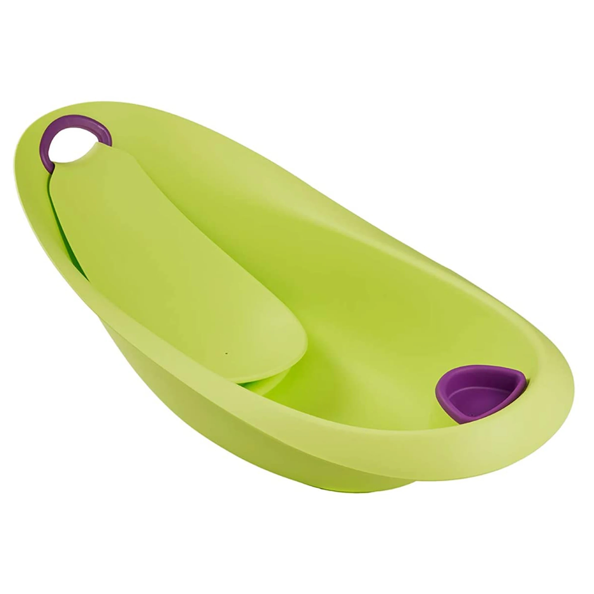 Ergonomic bathtub with soft handles Hipp, cap and anatomical seat, 0-6 months, Natalia, Green #1
