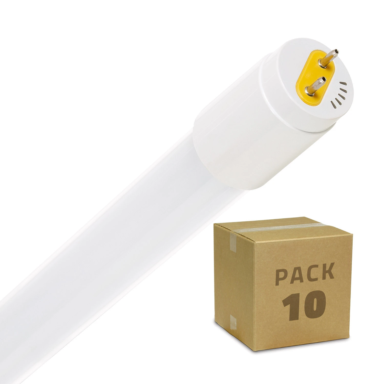 Ledkia Tubo LED T8 G13 120 cm Cristal Conexión un Lateral 18W 120lm/W (Pack 10 un) No Flicker 3000K Blanco Cálido No