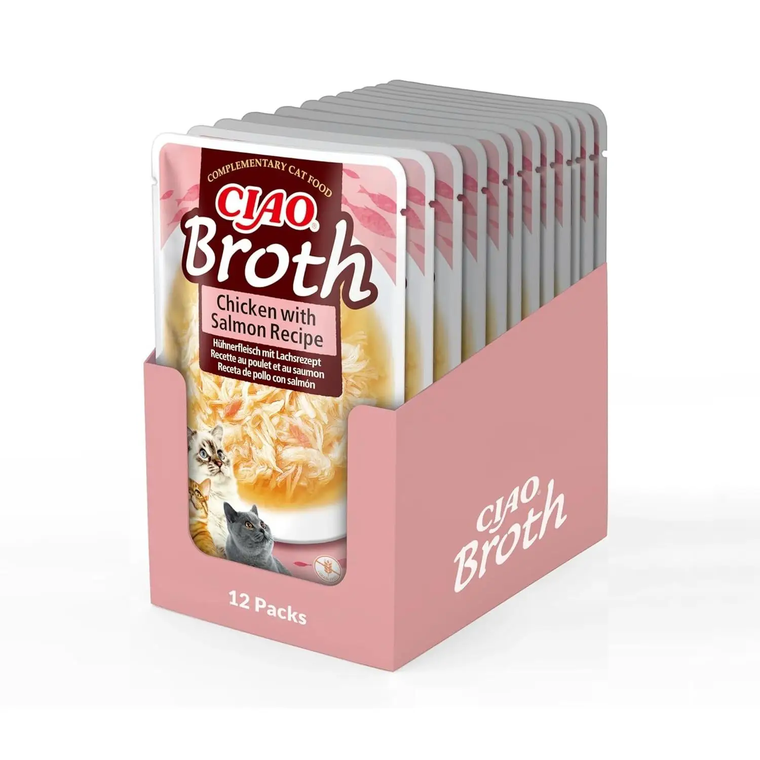 Churu Broth Sopa De Pollo Con Salmón En Sobre Para Gatos - 12 unidades x 40gr