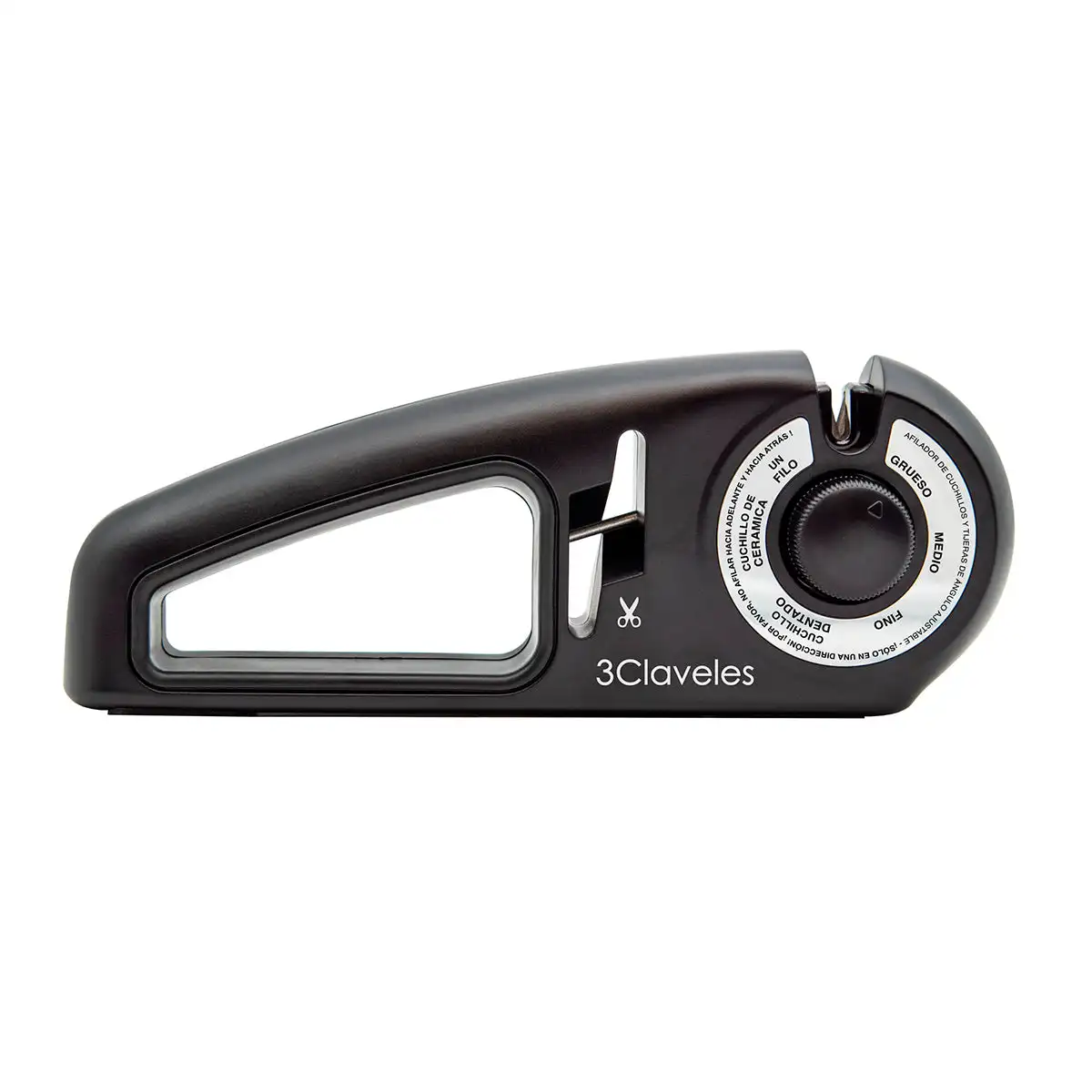 3 Claveles - Afilador Cuchillos y Tijeras de 7 Pasos Ergonómico. Diamante, Carburo y Cerámica