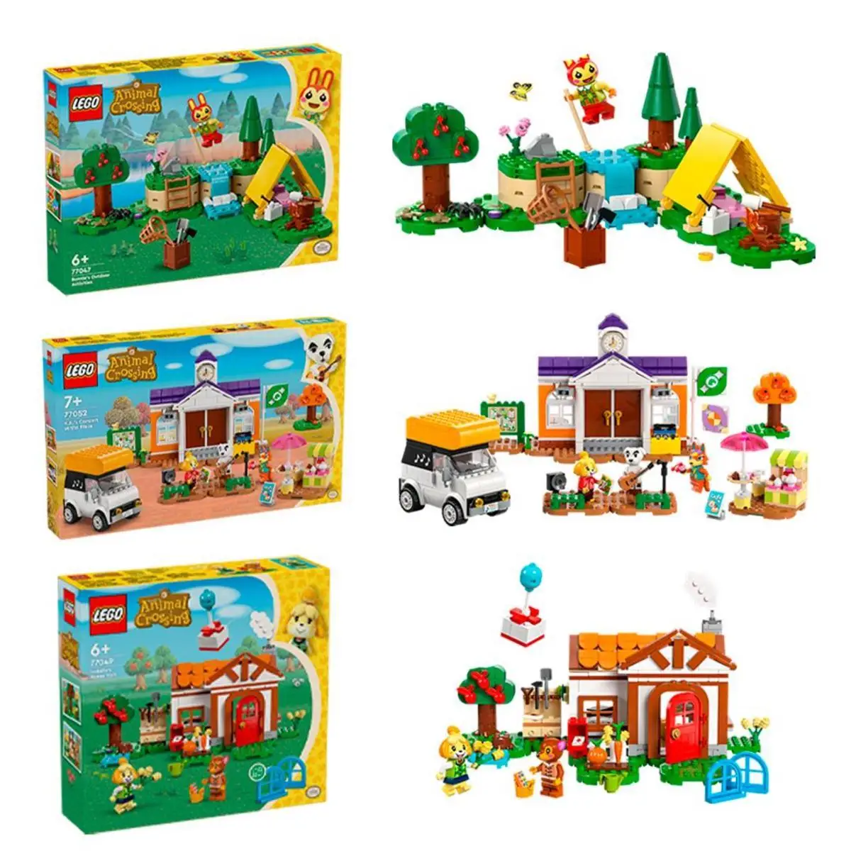 Pack Lego Animal Crossing: Actividades al aire libre con Coni + Concierto de Totakeke en la plaza + La visita de Canela, Set Creativo para Construir y Jugar