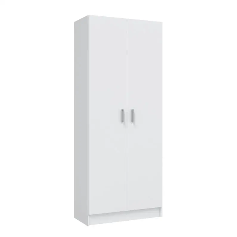 MOBELCENTER - Armario Multiusos Auxiliar 2 Puertas con Escobero - Acabado Color Blanco - Medidas: Ancho: 73 cm x Fondo: 37 cm x Alto: 180 cm - (1231)