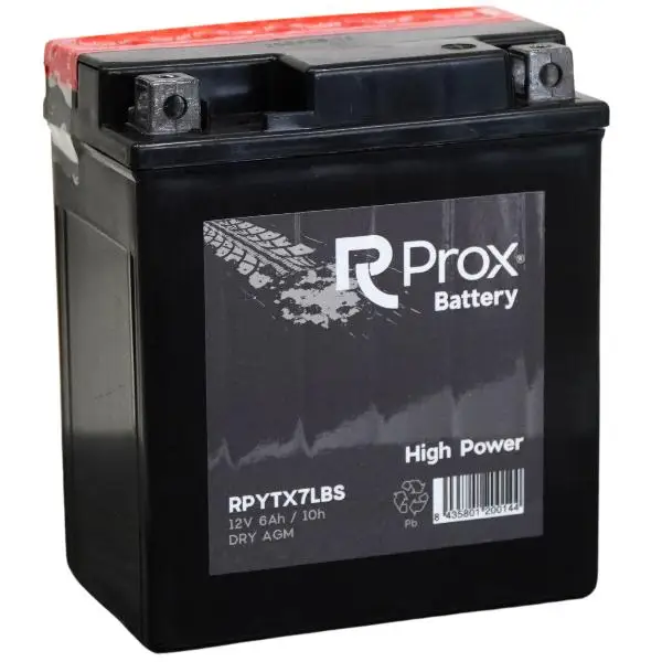 Batería Moto YTX7L-BS AGM High Power 12V 6Ah 100Amp. Máximo Poder de Arranque. RC Prox Battery  Made in Europa.