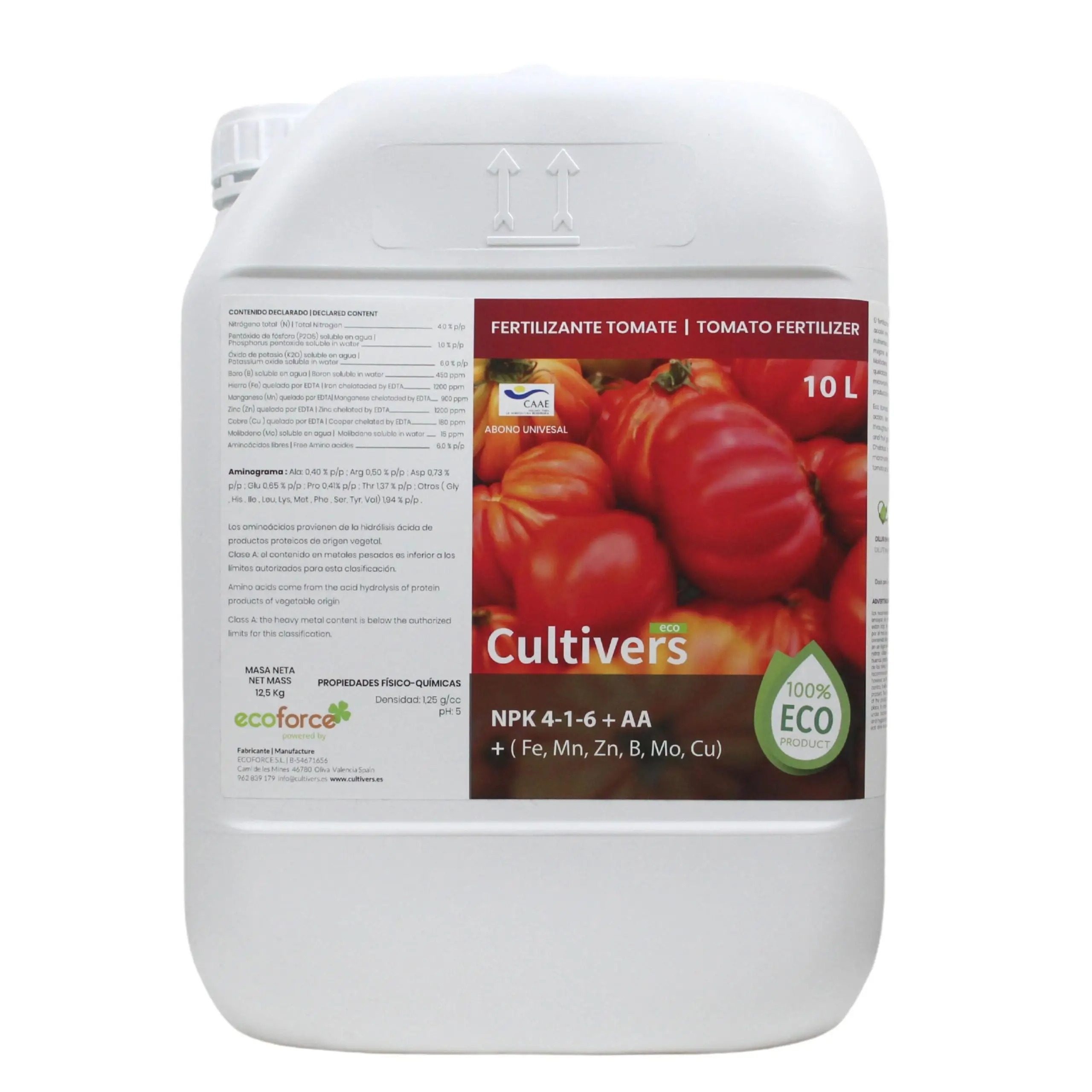 CULTIVERS Abono Tomates Líquido Ecológico 10 L