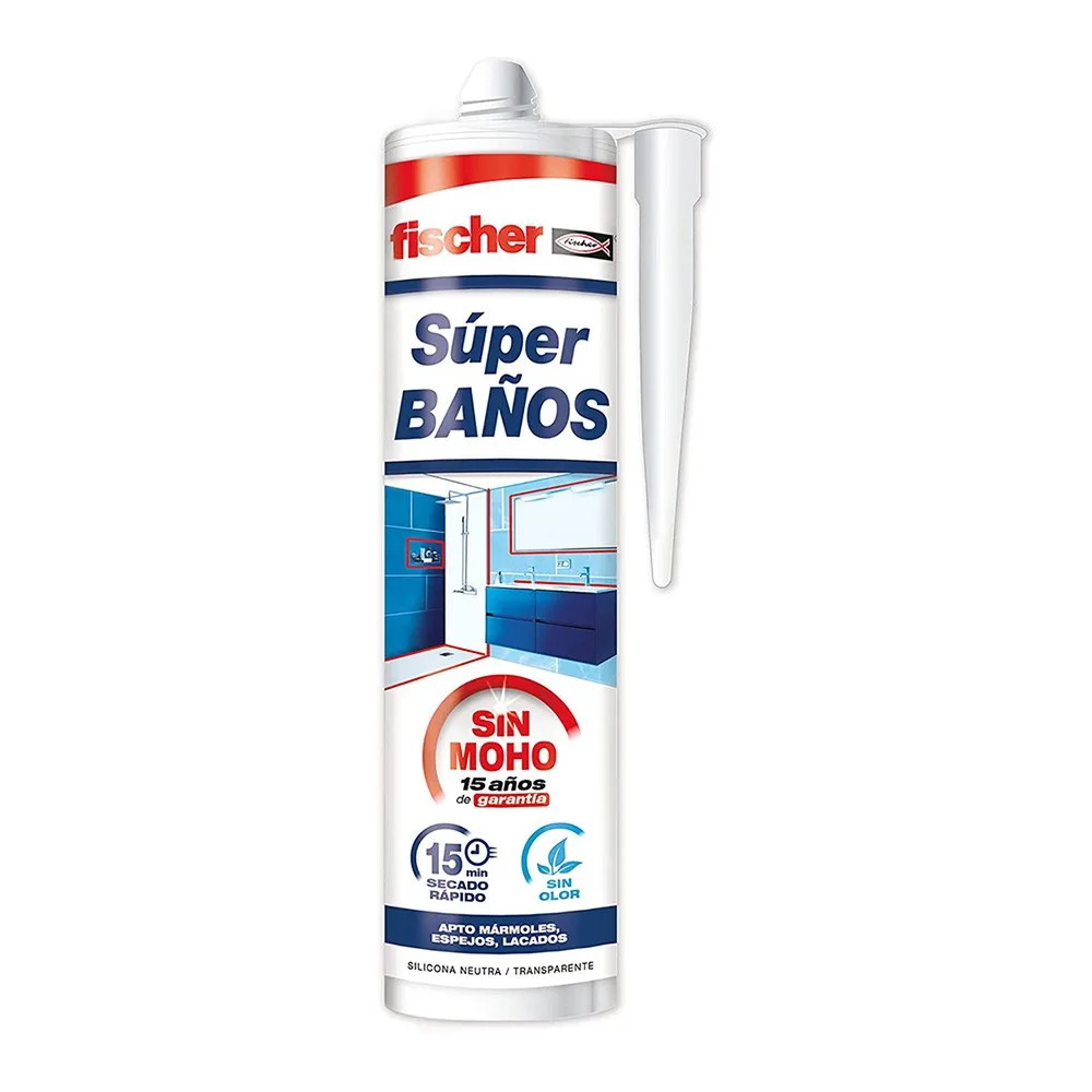 Super baos white silicone anti-mildew no smell 280ml fischer 563064