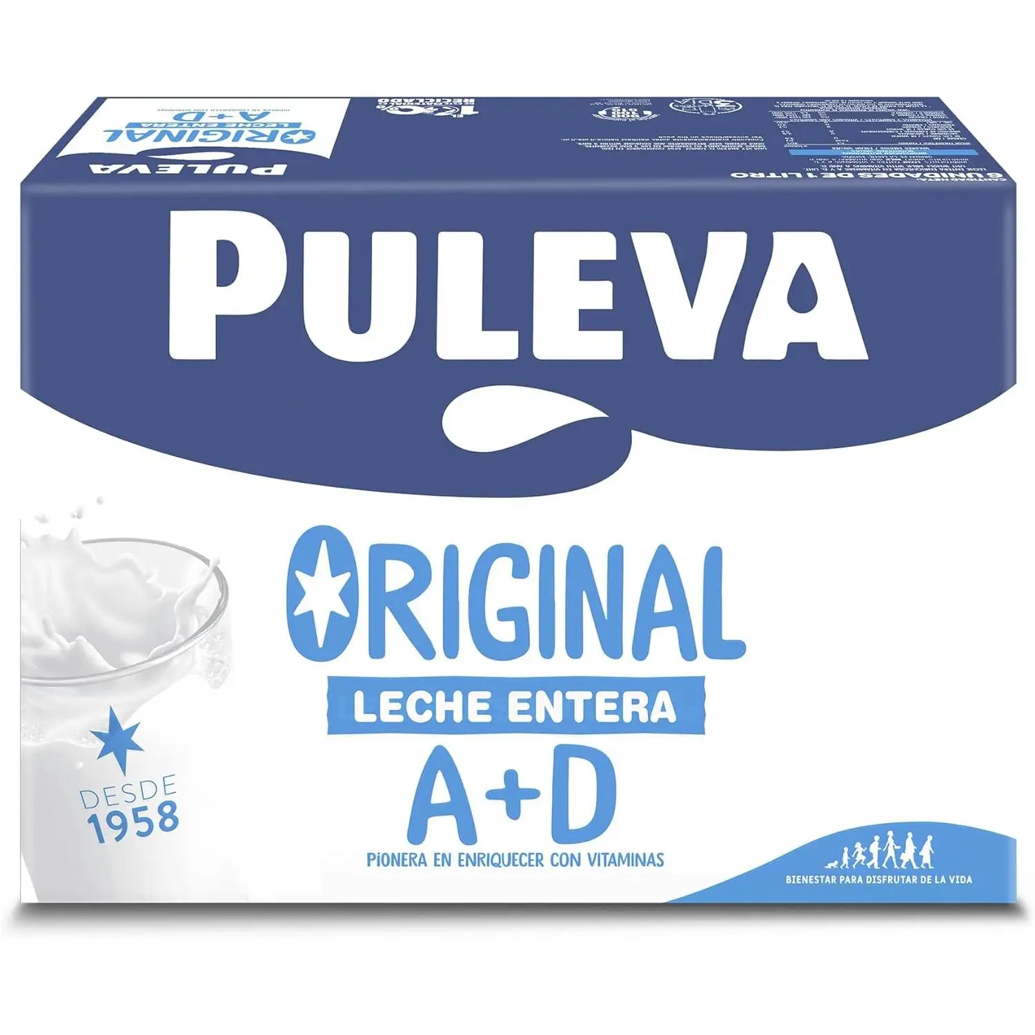Leche entera original con vitamina  A+D 1l x 6 unidades - Puleva
