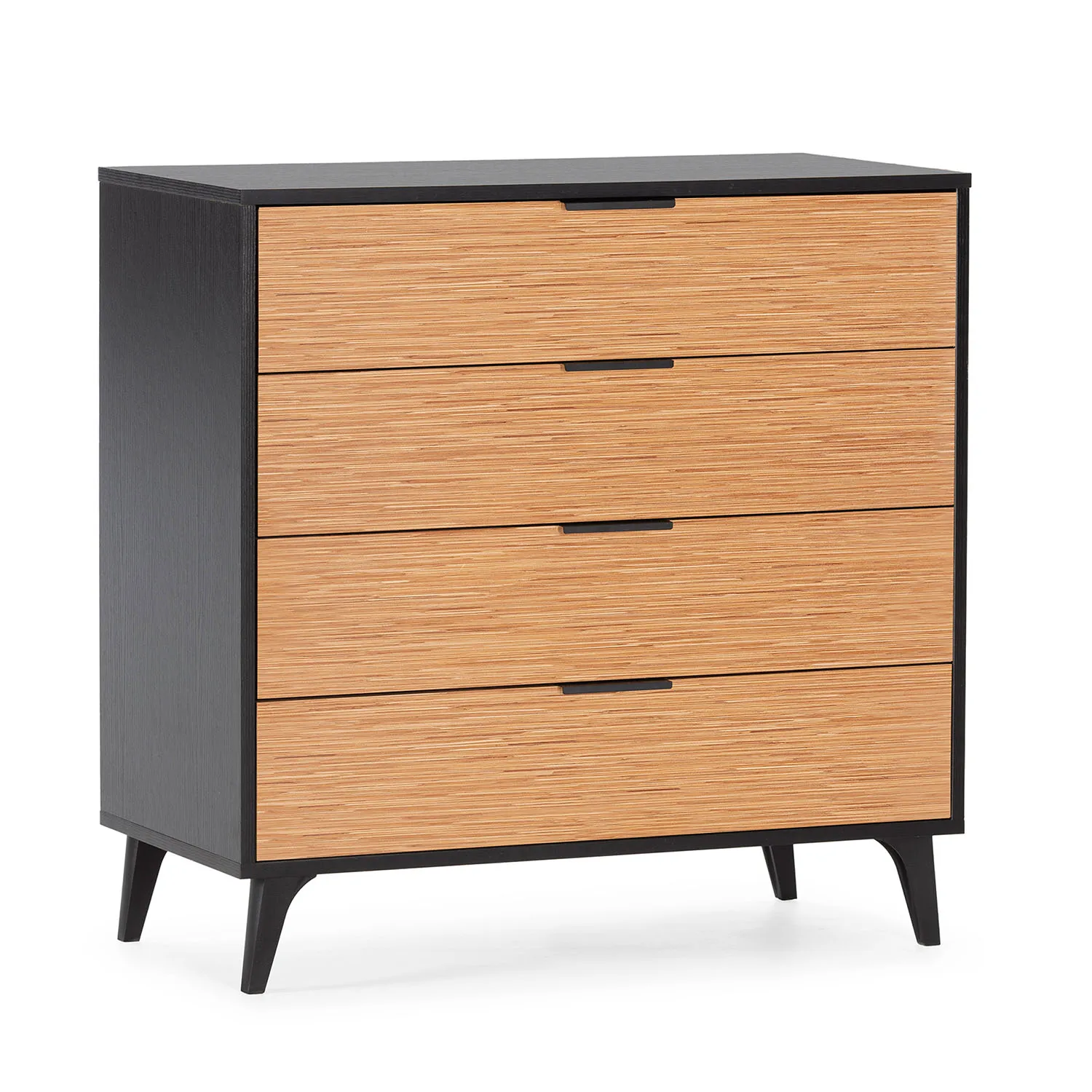 VS Venta-Stock CĂłmoda de noche Denis 4 cajones color Negro/Madera