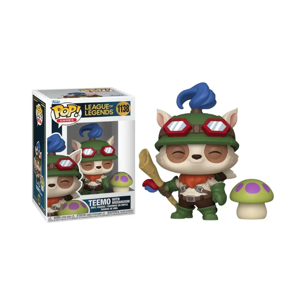 FUNKO POP! LEAGUE OF LEGENDS – TEEMO CON CHAMPIÑÓN, 86113, Nº 1138, TIENDA CON LICENCIA OFICIAL, ENVIO 24-48 HORAS PENÍNSULA, FIGURA, CABEZÓN, MUÑECO, JUGUETES, VIDEOJUEGO, MULTIJUGADOR, GAMES