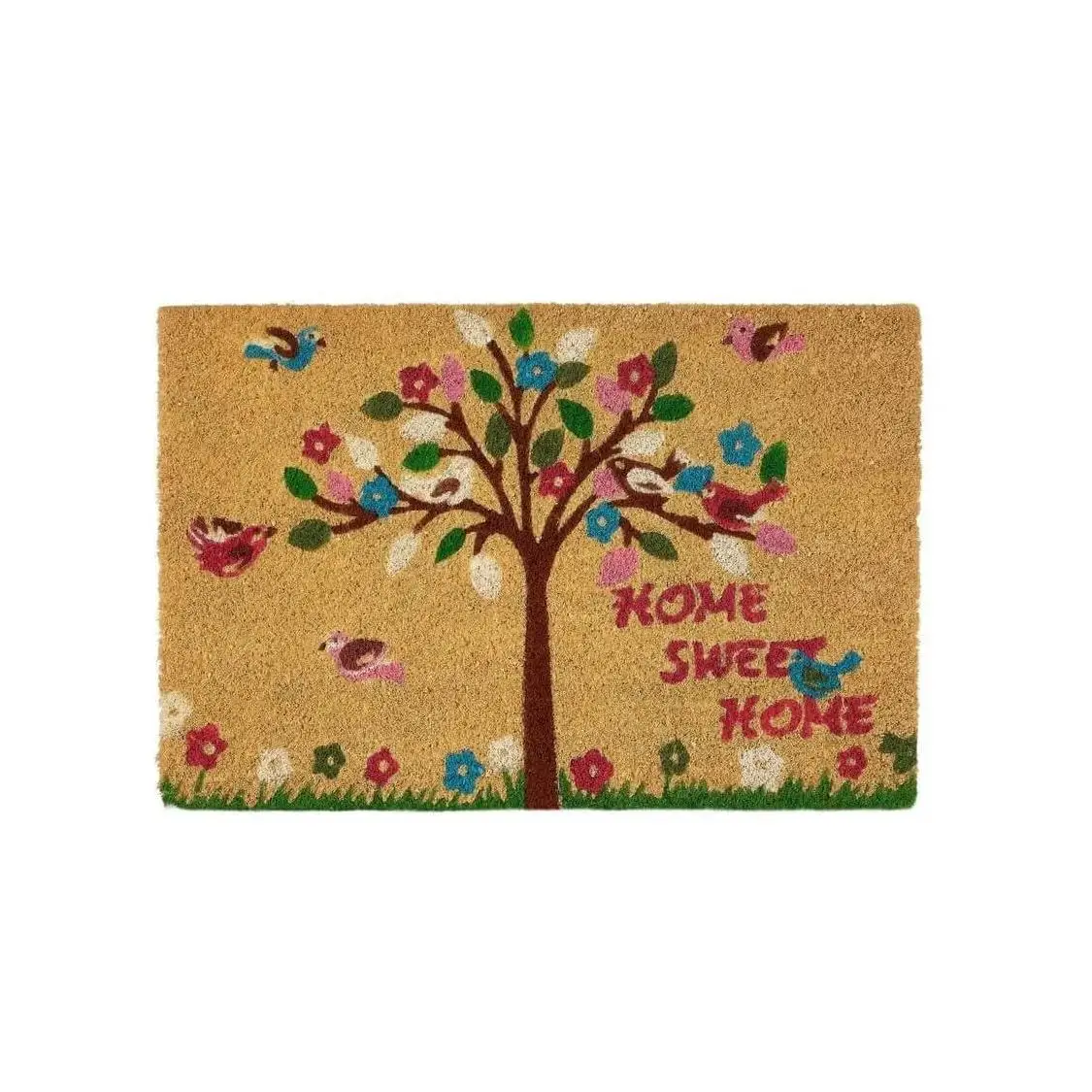 Dcasa 60x40 cm coconut fiber multicolor anti-slip tree of life doormat