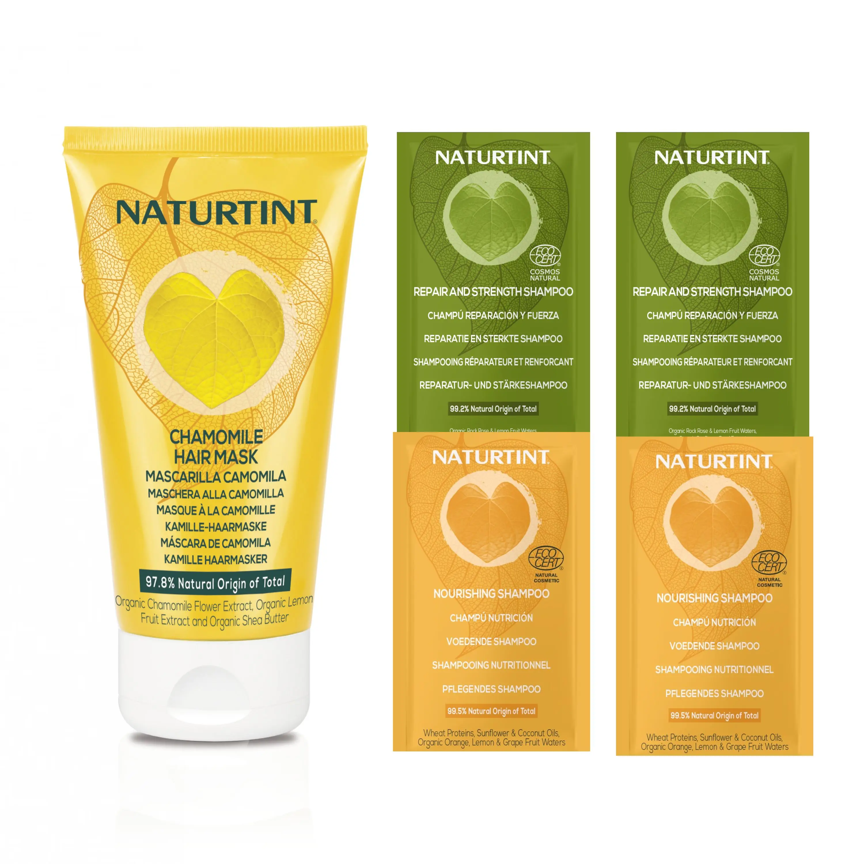 Naturtint Mascarilla Camomila. Aclara Progresivamente el Cabello Rubio, Aporta Intensos Reflejos Dorados, Acondicionador y Desenredante, Anti-frizz, 97,4% Ingredientes Naturales, 150ml