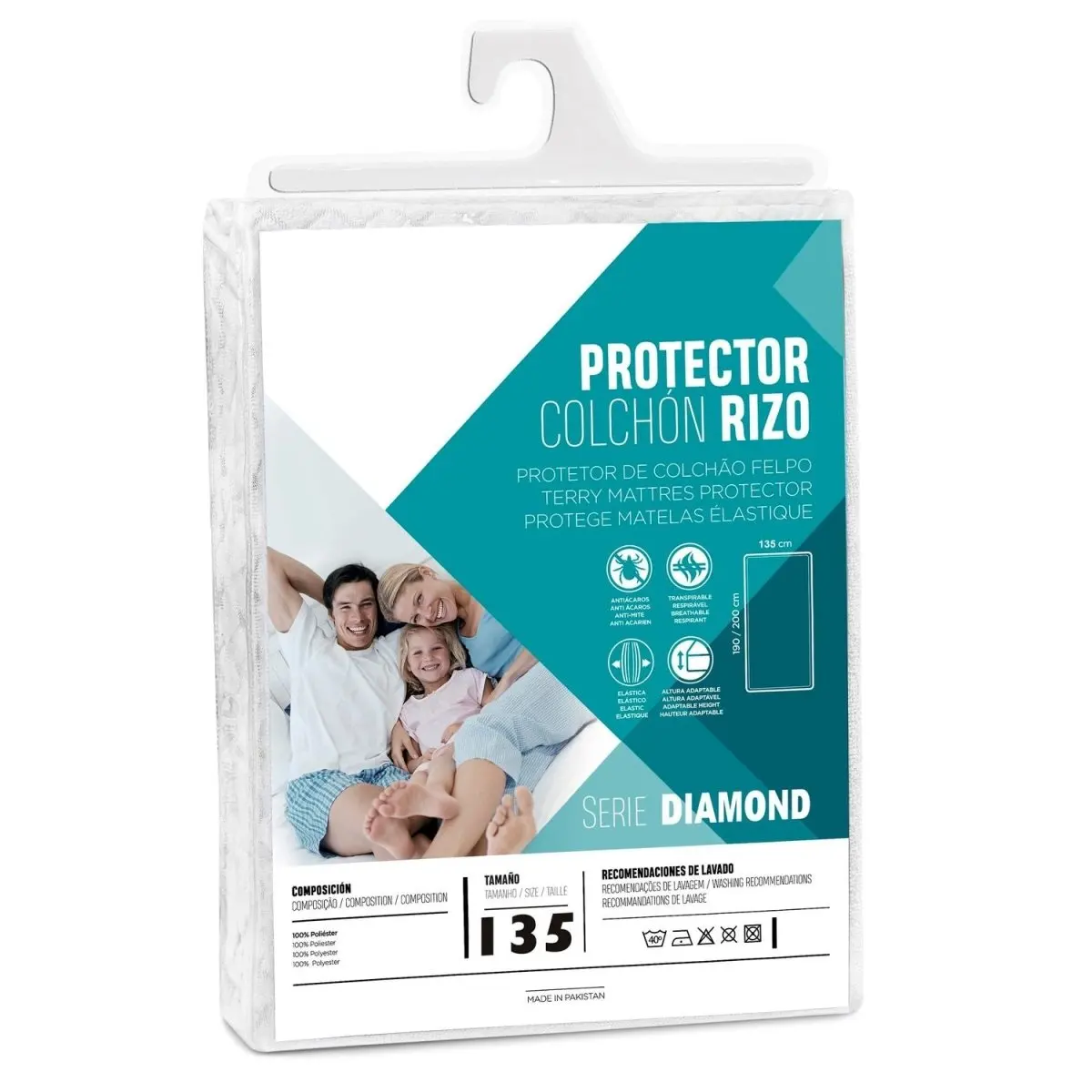 Protector Colchón Rizo Varias medidas Transpirable Ajustable RIZO DIAMANTE. ANTIÁCAROS y TRANSPIRABLE - Rams