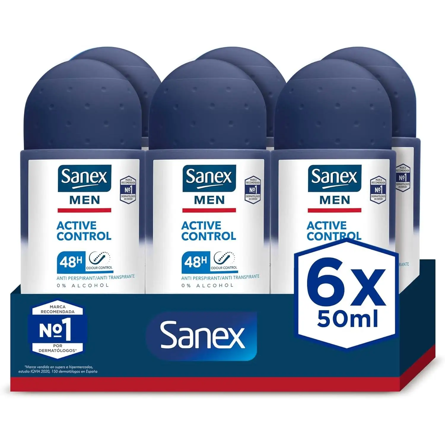 Sanex Men Active Control deodorant man Roll-on Pack 6 PCs x 50 ml 【ROUA】