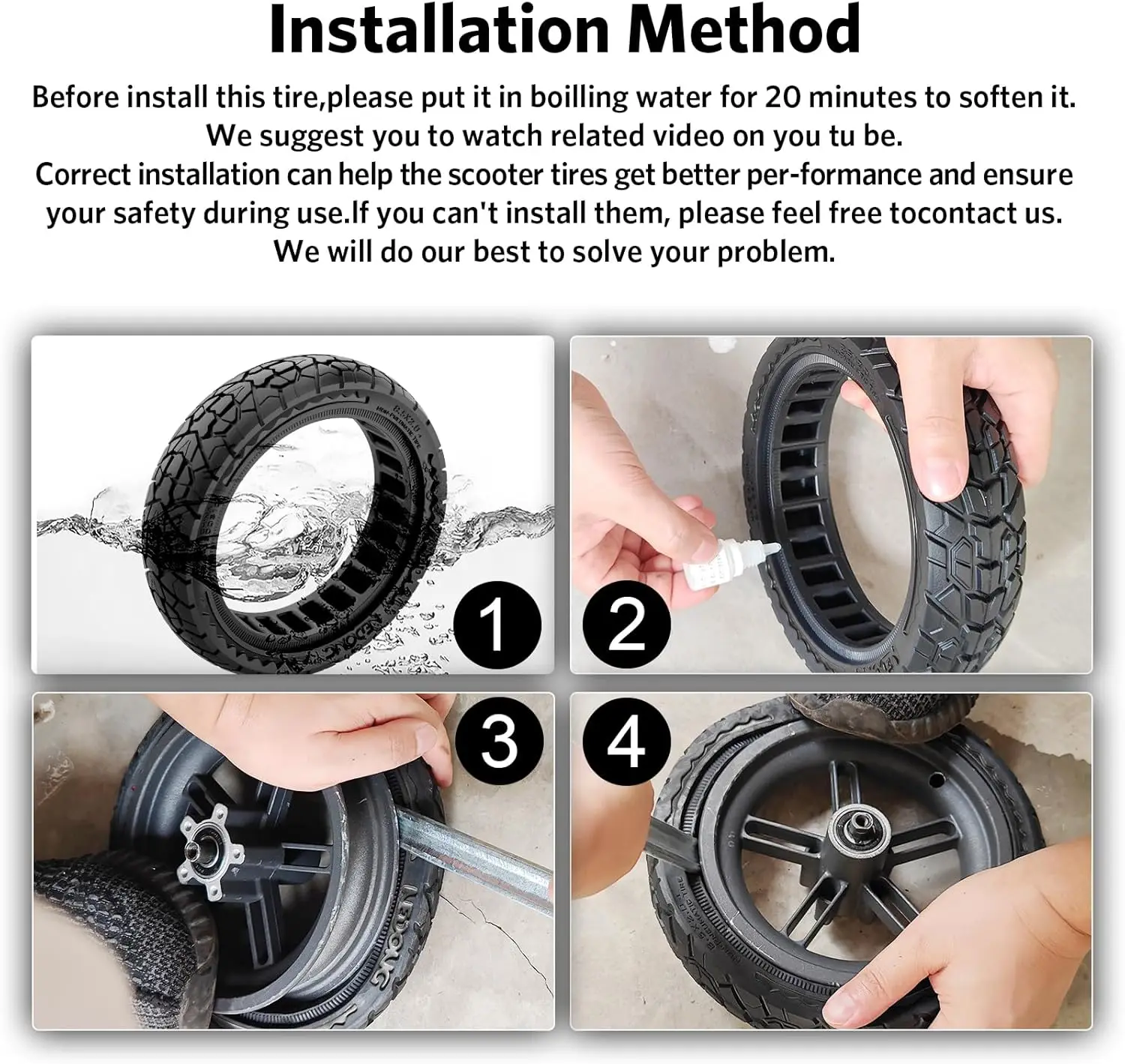 Electric Scooter Solid Off-Road Tire for Xiaomi Pro 2/M365/M365 Pro/1S/3/3 Lite/Essential, 8.5 inches, durable puncture-proof rubber, universal fit for front/rear wheels, excellent shock absorption for outdoor use. #6