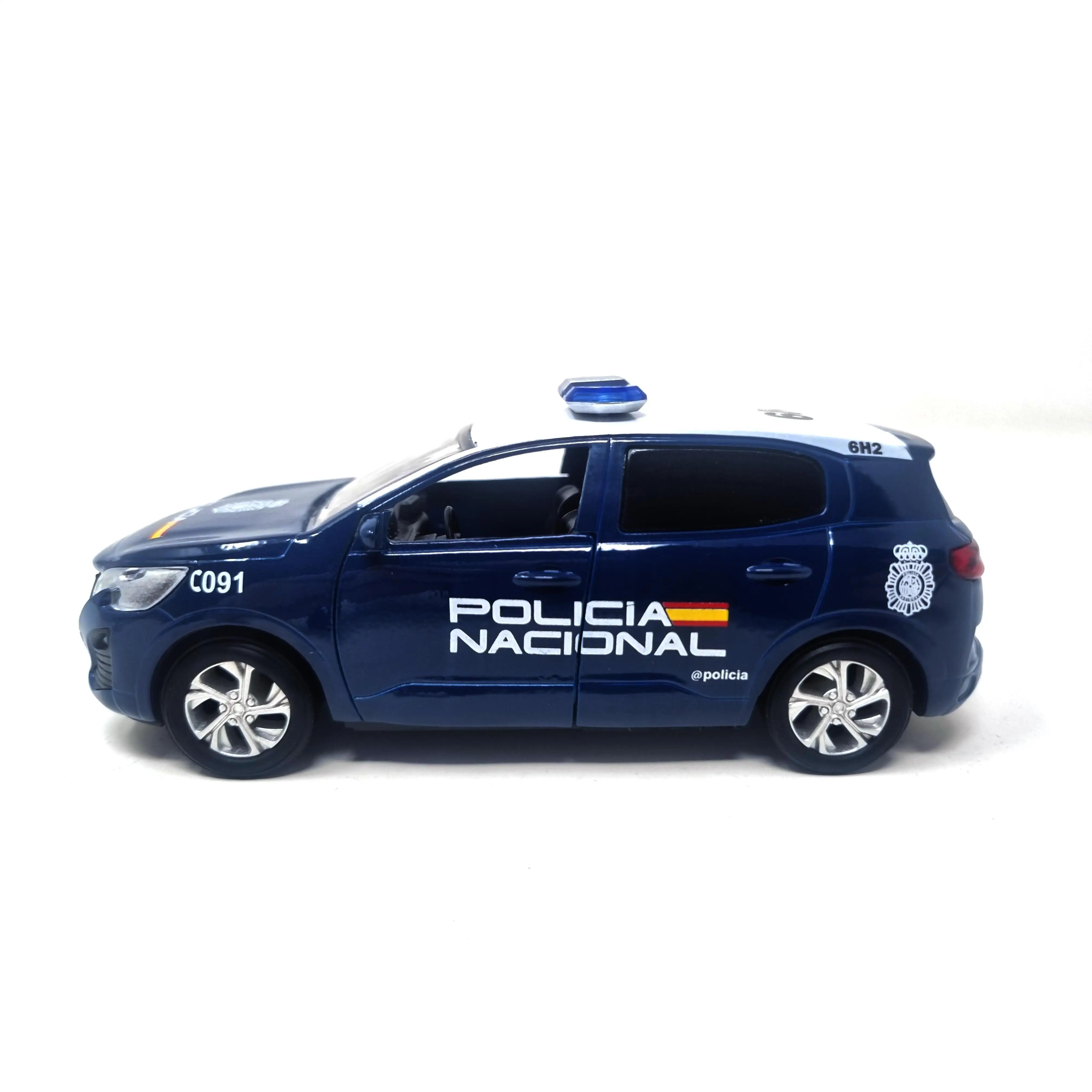 Coche Policía Nacional. Vehículo metálico con partes de plástico, ruedas libres y apertura de las puertas delanteras, no recomendado para menores de 3 años. PLAYJOCS GT-8095