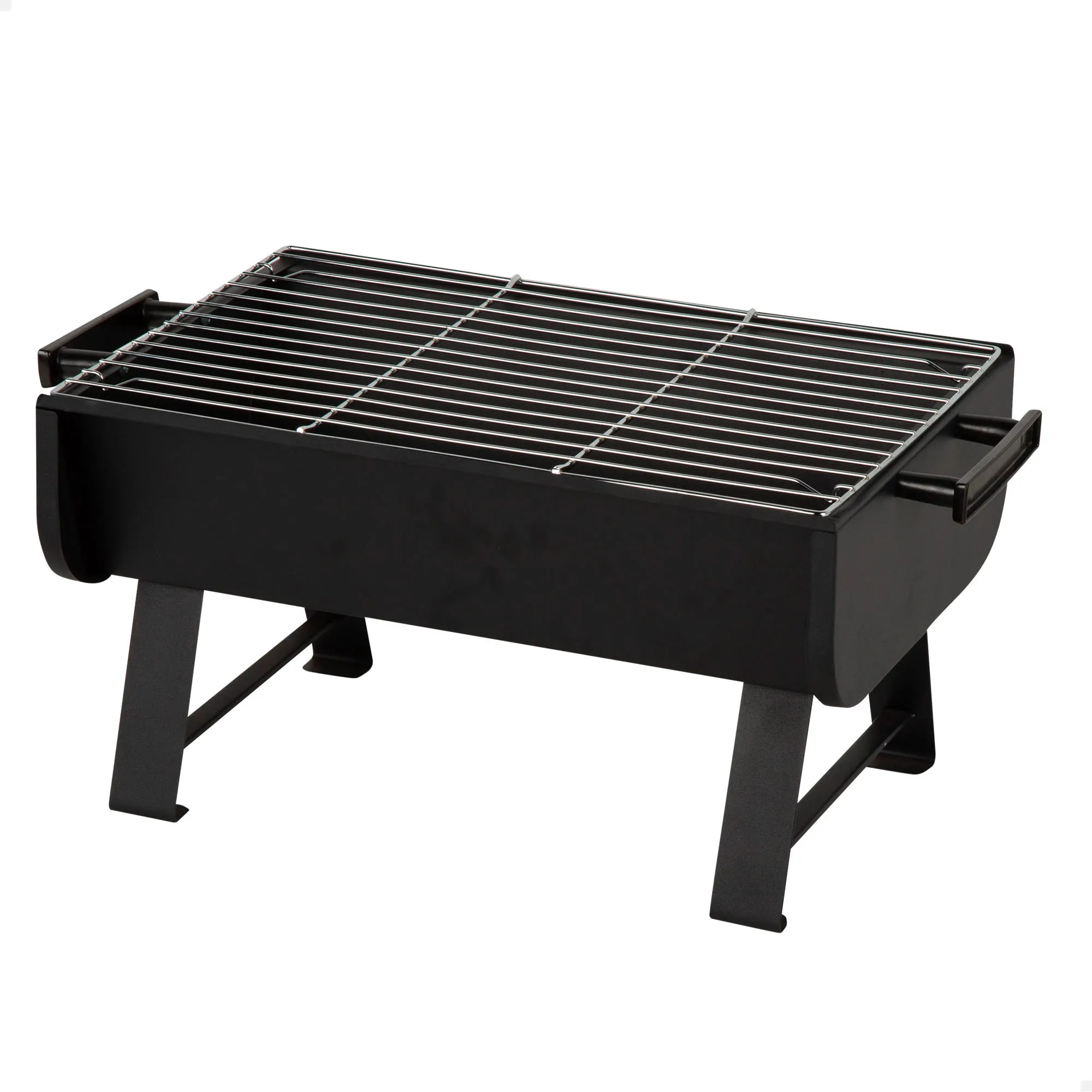 Aktive - Barbacoa de carbón portátil, estructura de acero esmaltado, medidas 45x30x25 cm, con asas laterales, parrilla de acero inoxidable, fácil montaje y limpieza, bandeja profunda, ideal para
