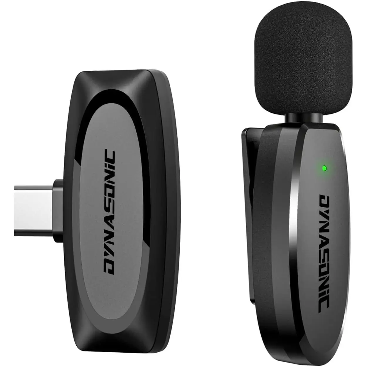 DYNASONIC DM-Pro 02 (2nd generation) wireless microphone professional Android type C. Lavalier lapel microphone for mobile (2,4GHz) Facebook Tiktok Video Vlog Youtube.