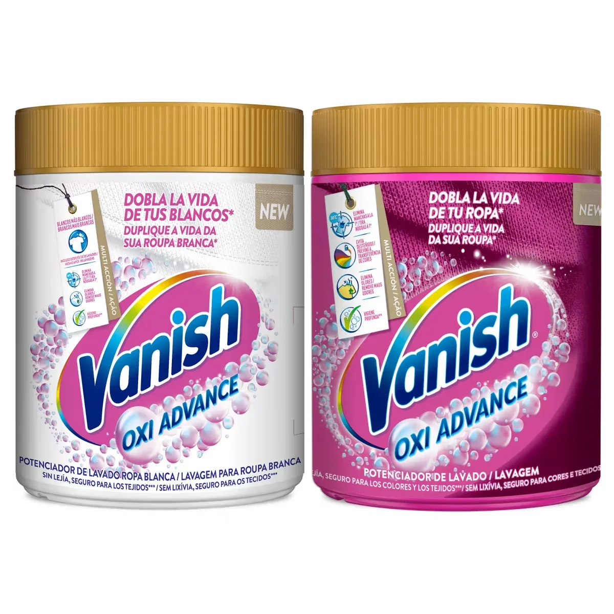 Vanish Oxi Advance stain remover batch linen + Color clothing, remove odors, enhancer wash powder-2x400 gr