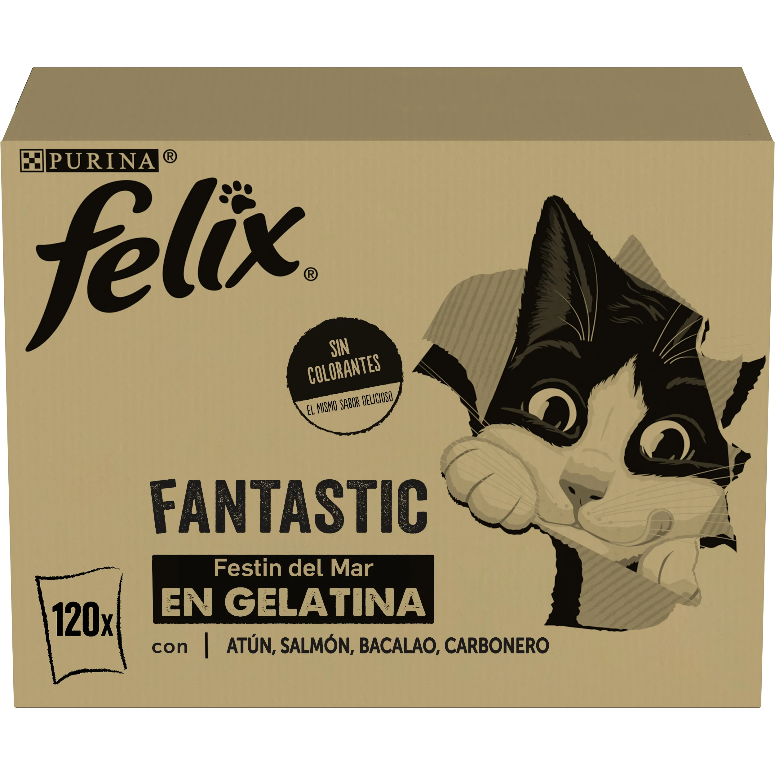 Felix Fantastic Pack Selección de Sabores Pescado en Gelatina para Gatos - 120 x 85 gr