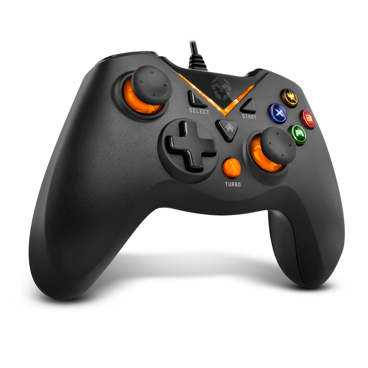 Krom key- wired gamepad, x-input and direct-input game modes, joystick and analog triggers, fast shooting turbo function, pc, play station 3 and android 4.2, black