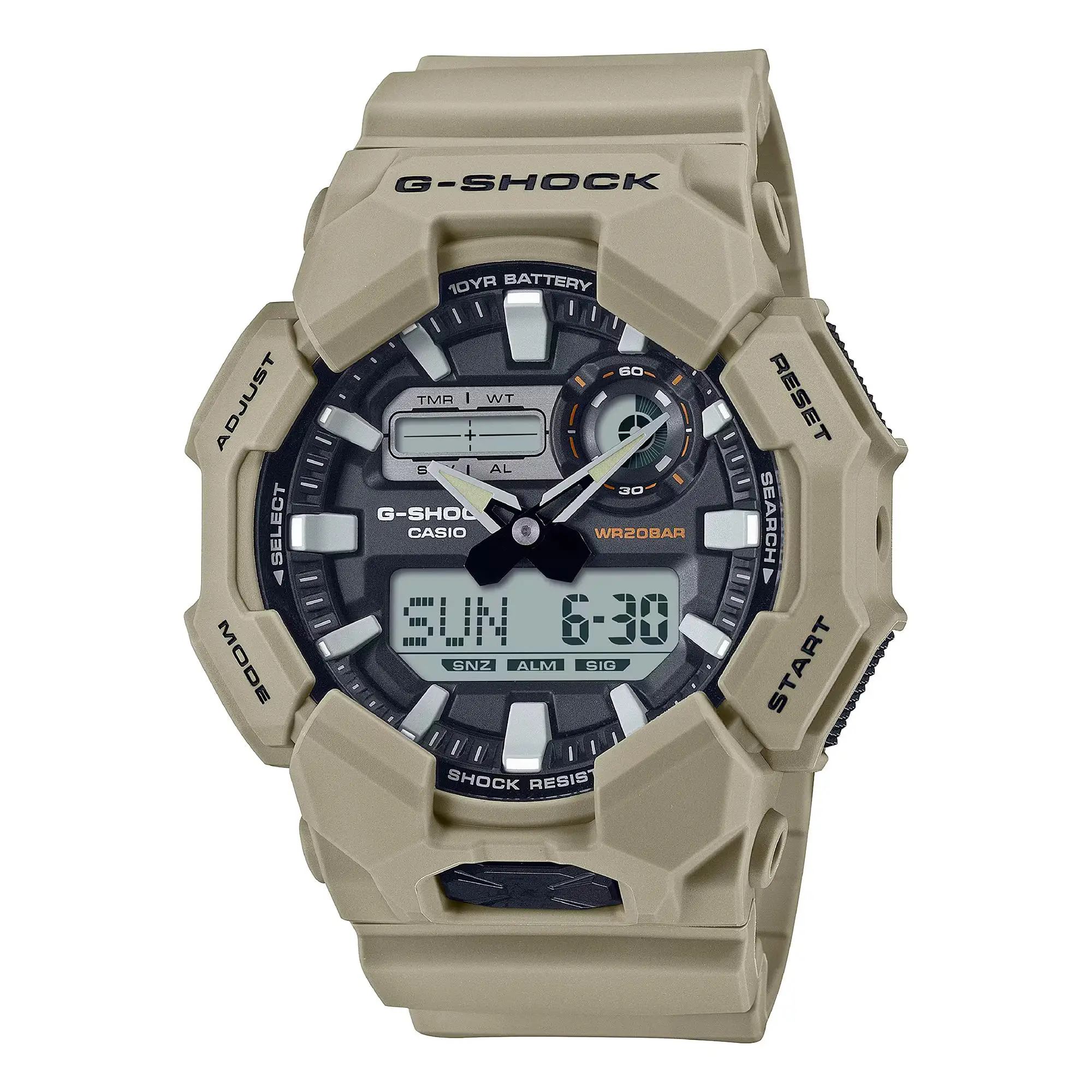 Reloj de pulsera CASIO G-Shock - GA-010-5AER color correa: Beige Esfera Negra Hombre