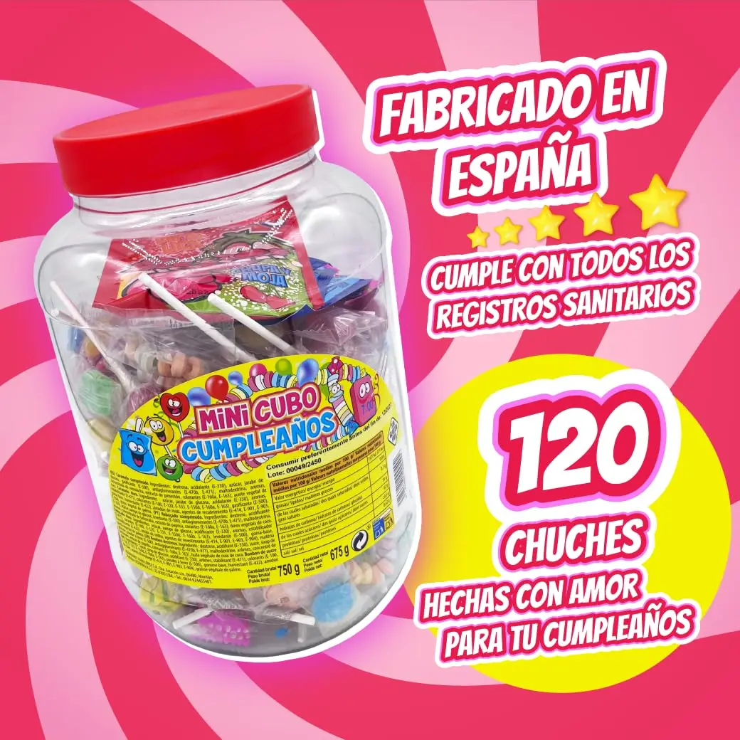 Mega Pack 120 birthday sweets. Piñata stuffed sweets. Gluten and lactose-free sweets. Gummers. Treats. Pack sweets. Piñata sweets. Children's birthday Piñatas stuffed sweets. Lollipops. Chills. Draculas. Bracelets. MANLOZ birthday