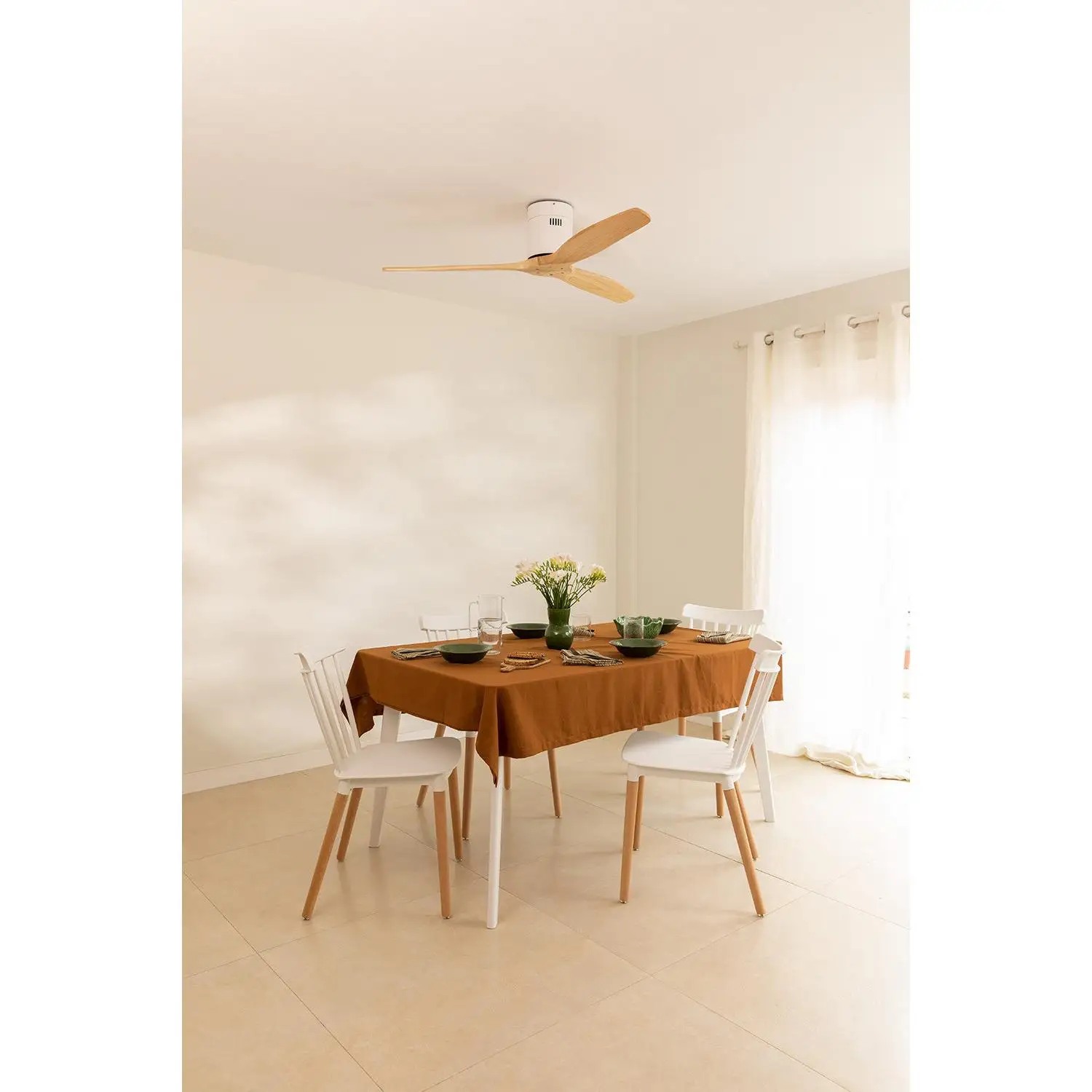 CREATE ceiling fan 40W silent Ø 132 cm - 6 speeds, function summer/winter-Motor White-WIND CALM