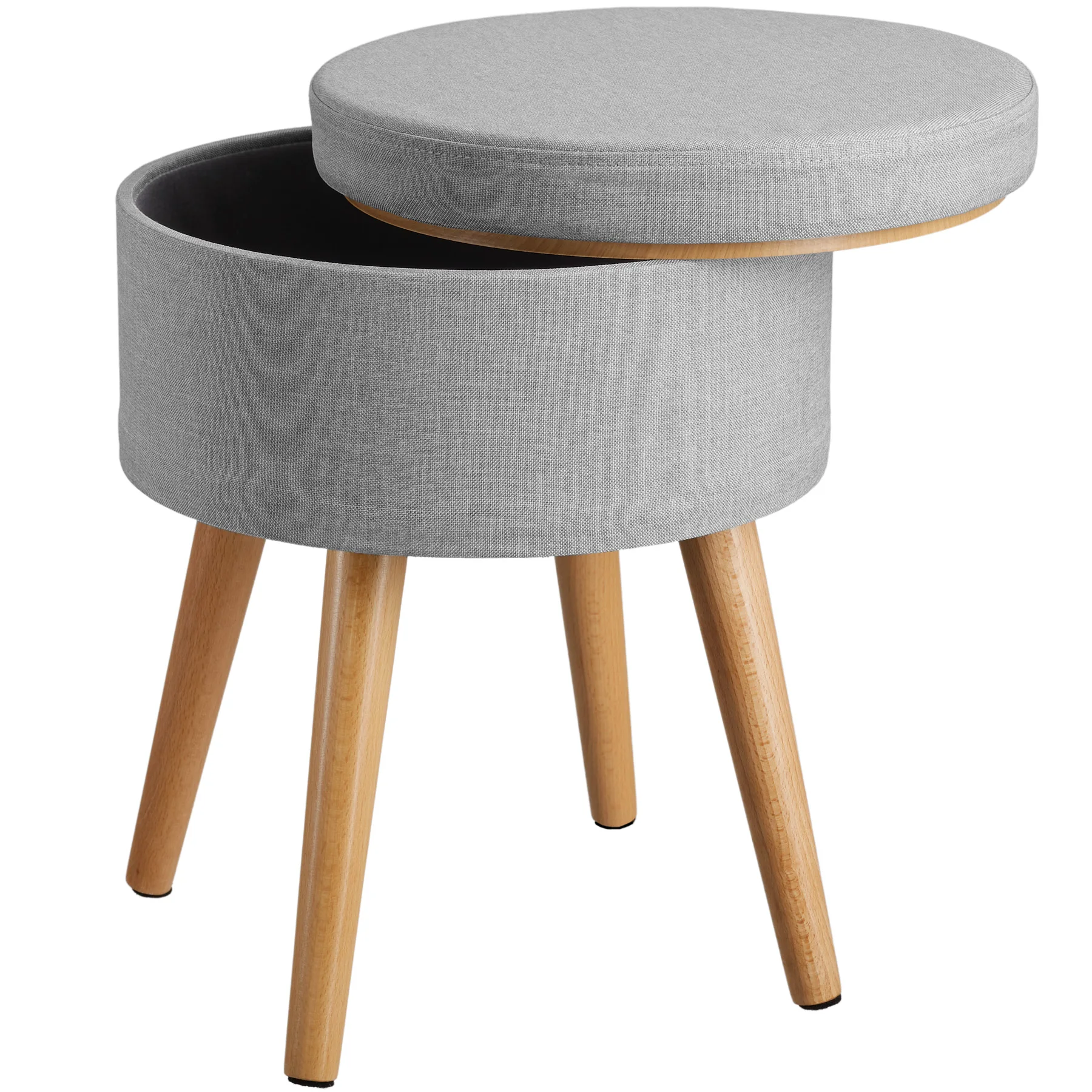 Tectake Stable and Durable Versatile All-match Stretch Storage Stool 300 kg Yara Fancy Linen-effect Upholstered Stool