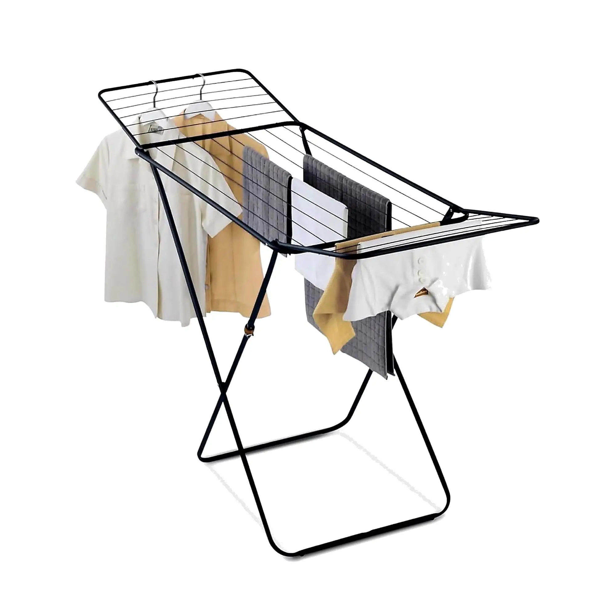 Tendedero de Ropa Plegable de Pie 180x50x105 cm con Alas Extensibles, Secador de Ropa Metálico Resistente, Gran Capacidad de Secado, Diseño Estable y Compacto, Ideal para Interior y Exterior, Tendedero Portátil para Lavandería, Balcón o Terraza